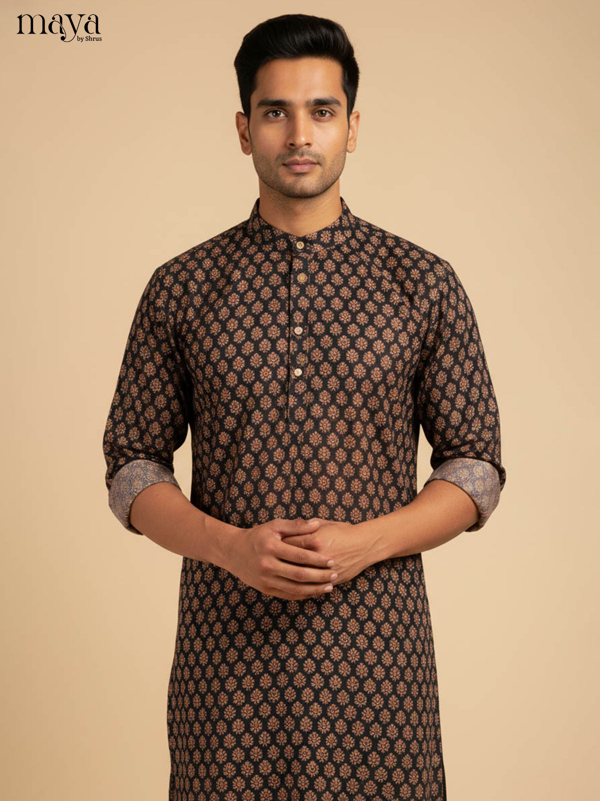 Black-Readymade Mens Kurta