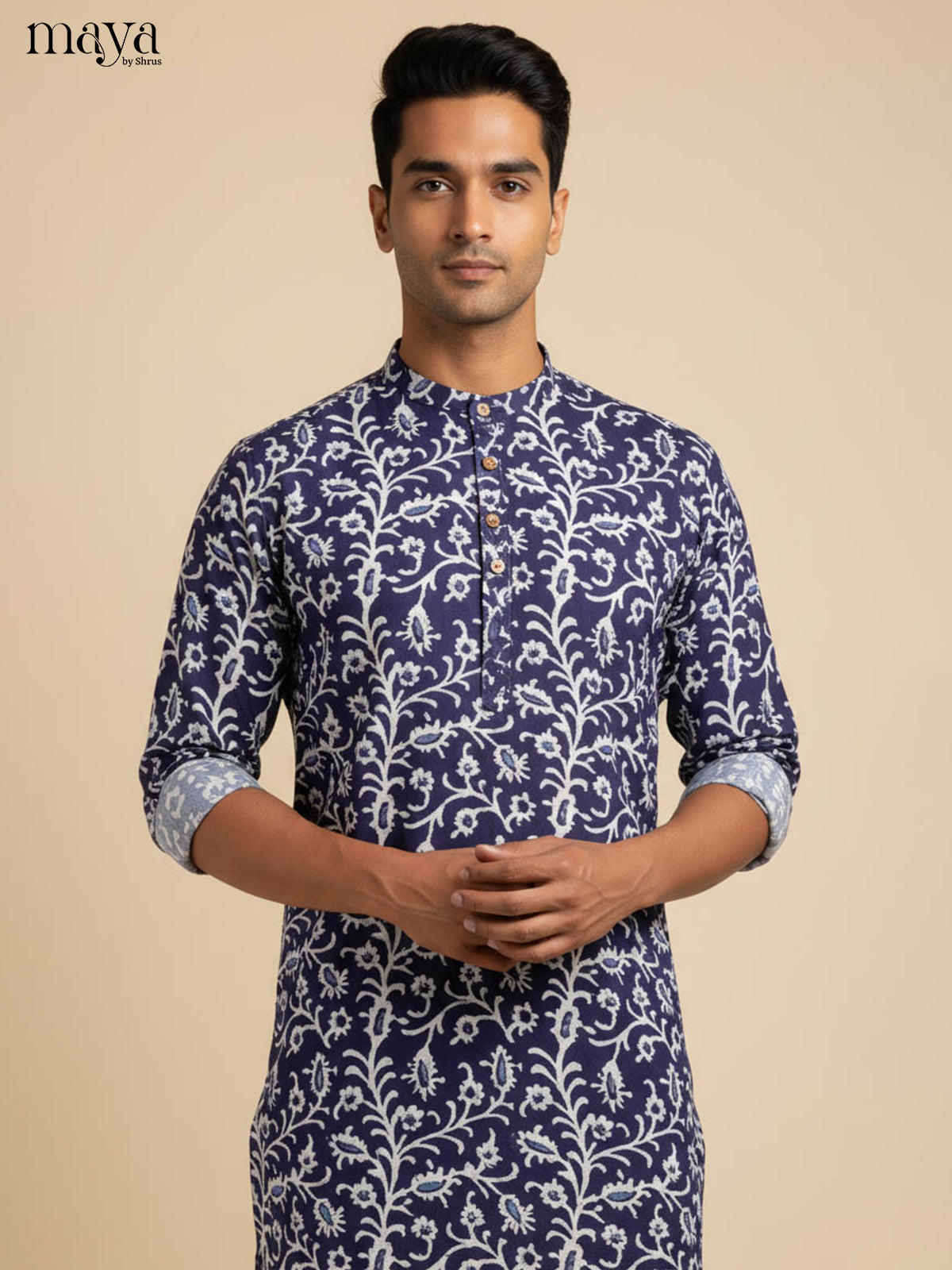 Blue-Readymade Mens Kurta