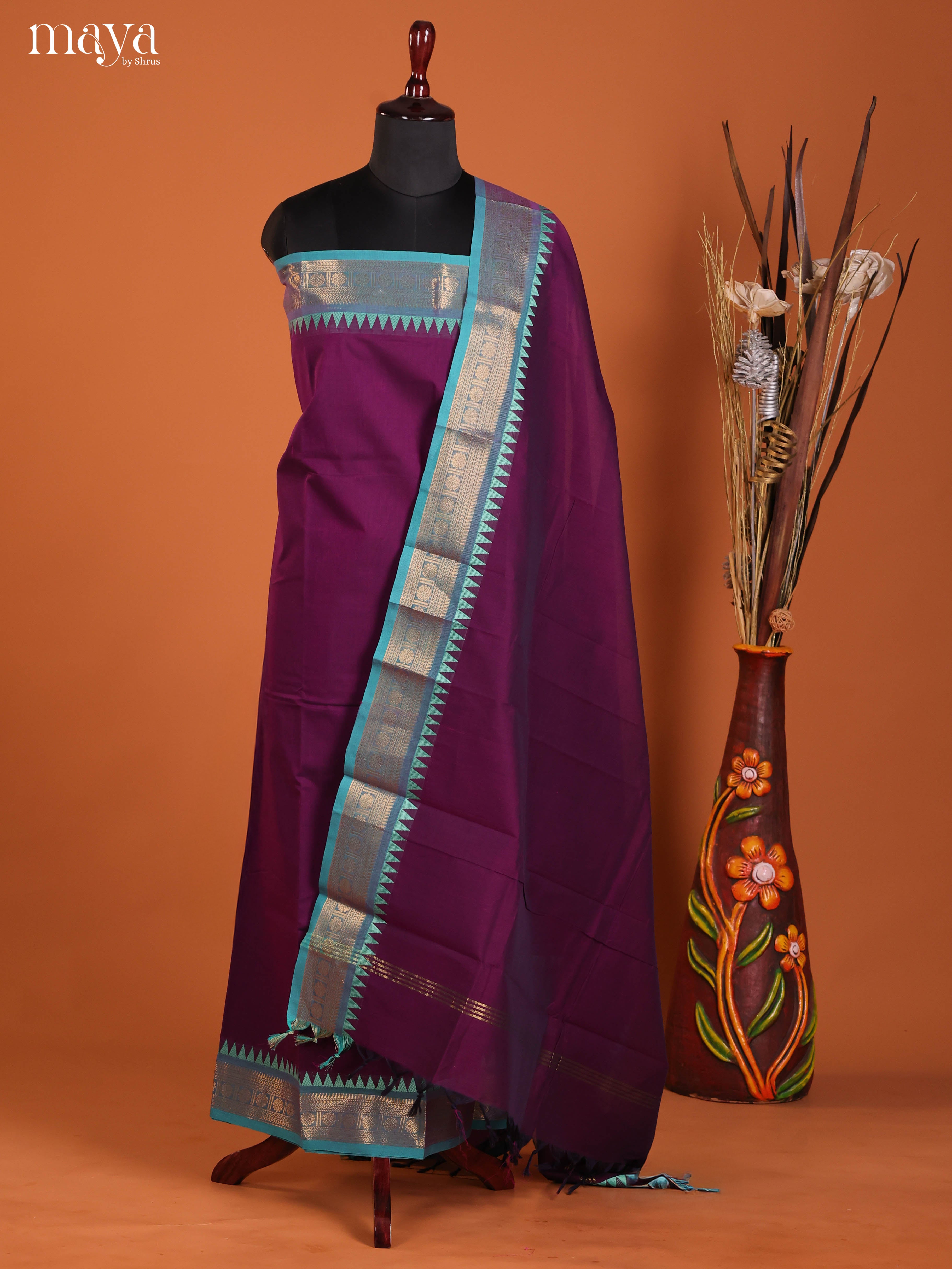 MDJ06087-chettinad top & dupatta combo
