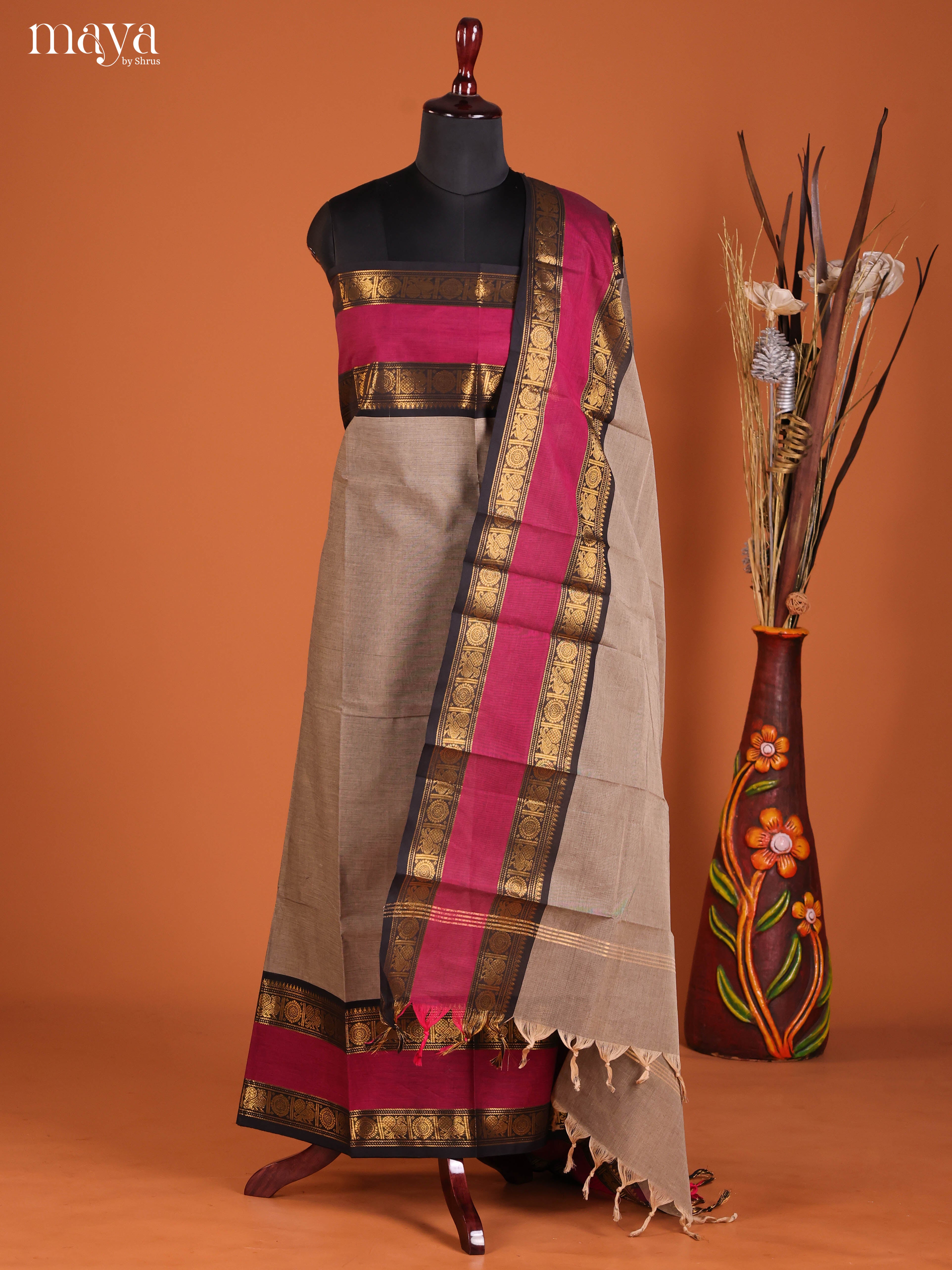 MDJ06096-chettinad top & dupatta combo