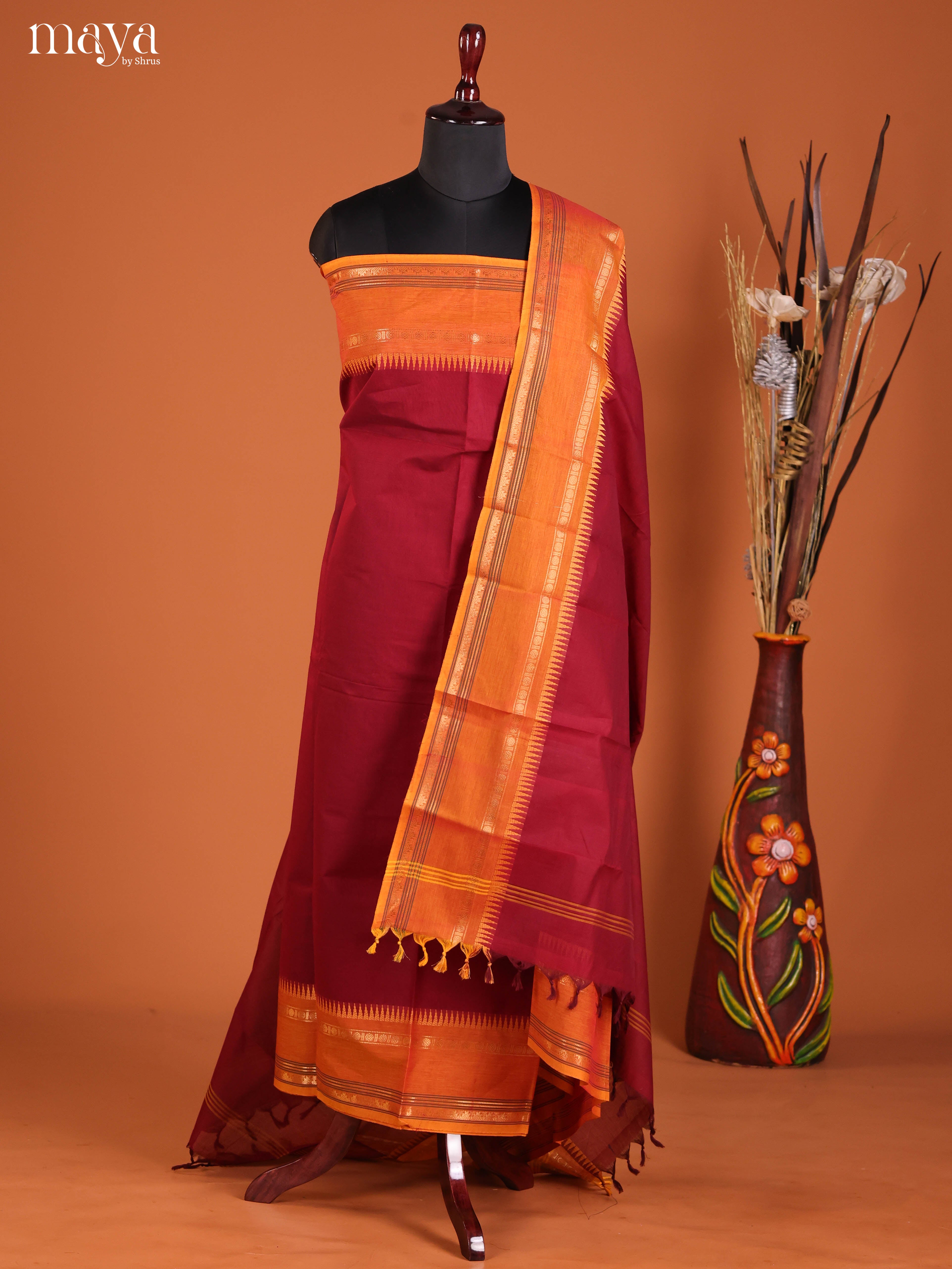 MDJ06099-chettinad top & dupatta combo