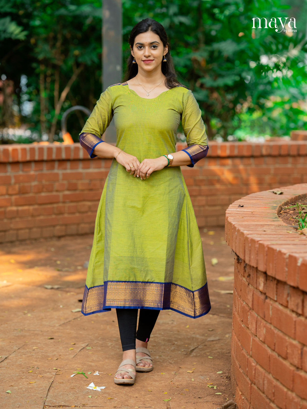 Parrot Green & Blue -Chettinad Cotton Readymade Kurti