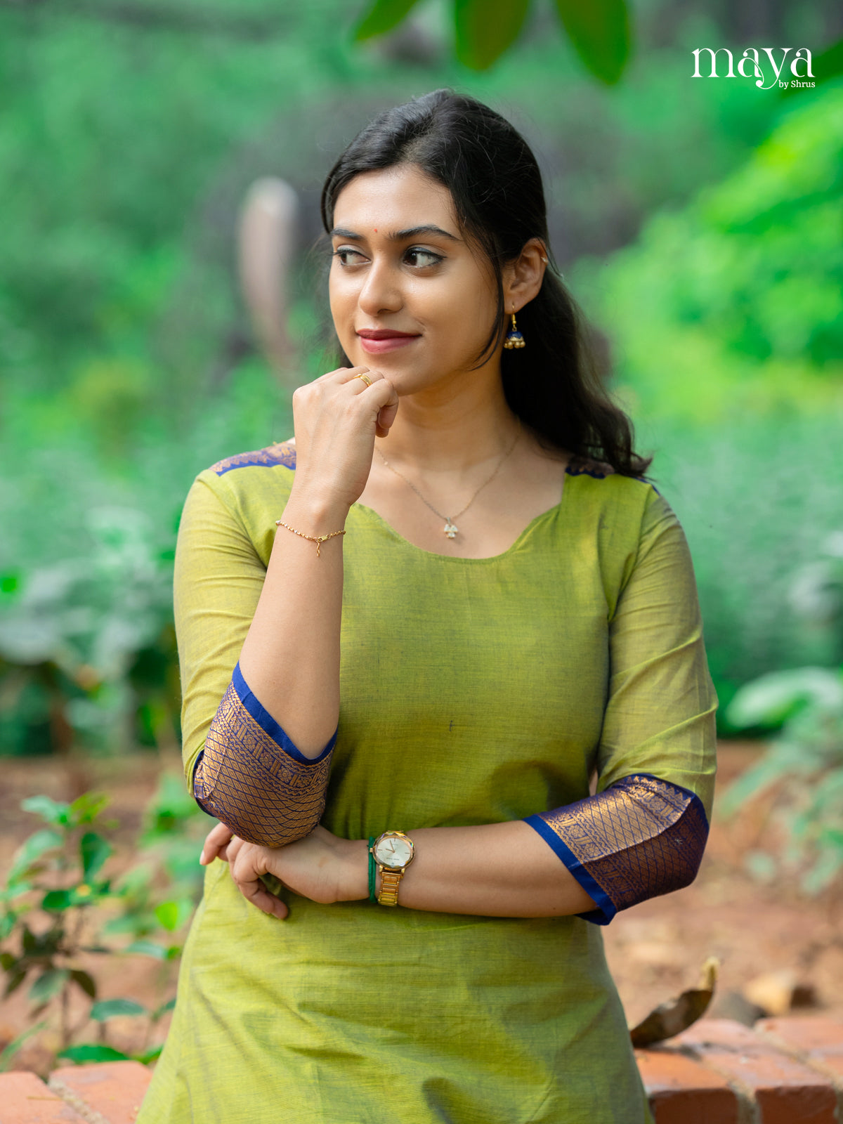 Parrot Green & Blue -Chettinad Cotton Readymade Kurti