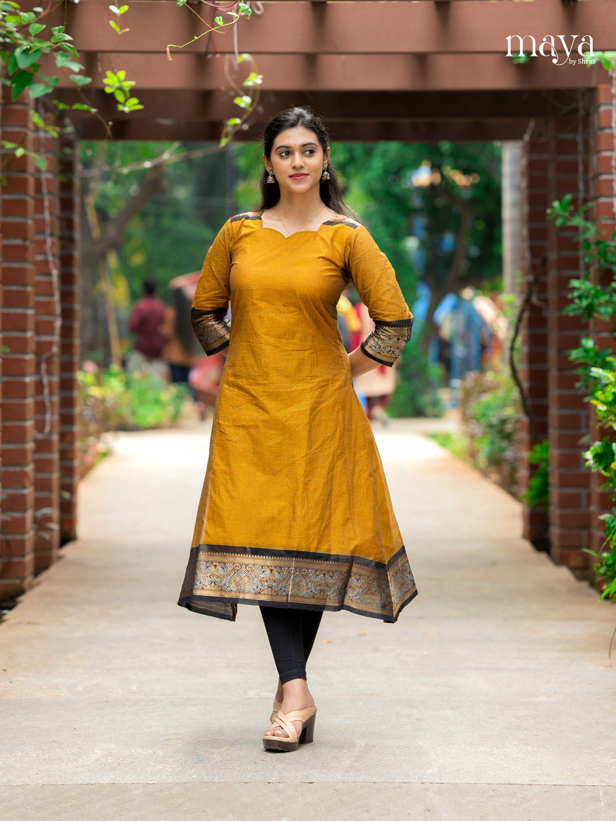 Mustard & Black-Readymade Kurti