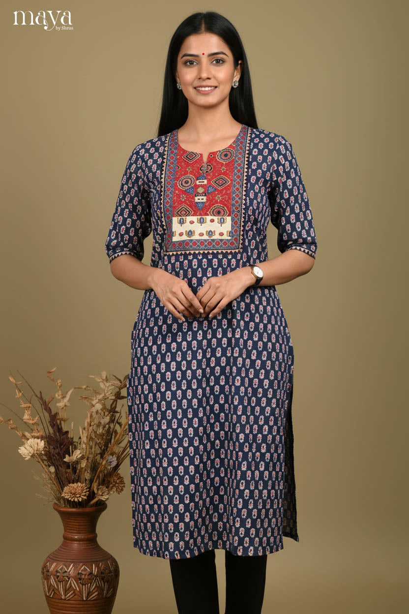 blue & Red-Readymade Kurti