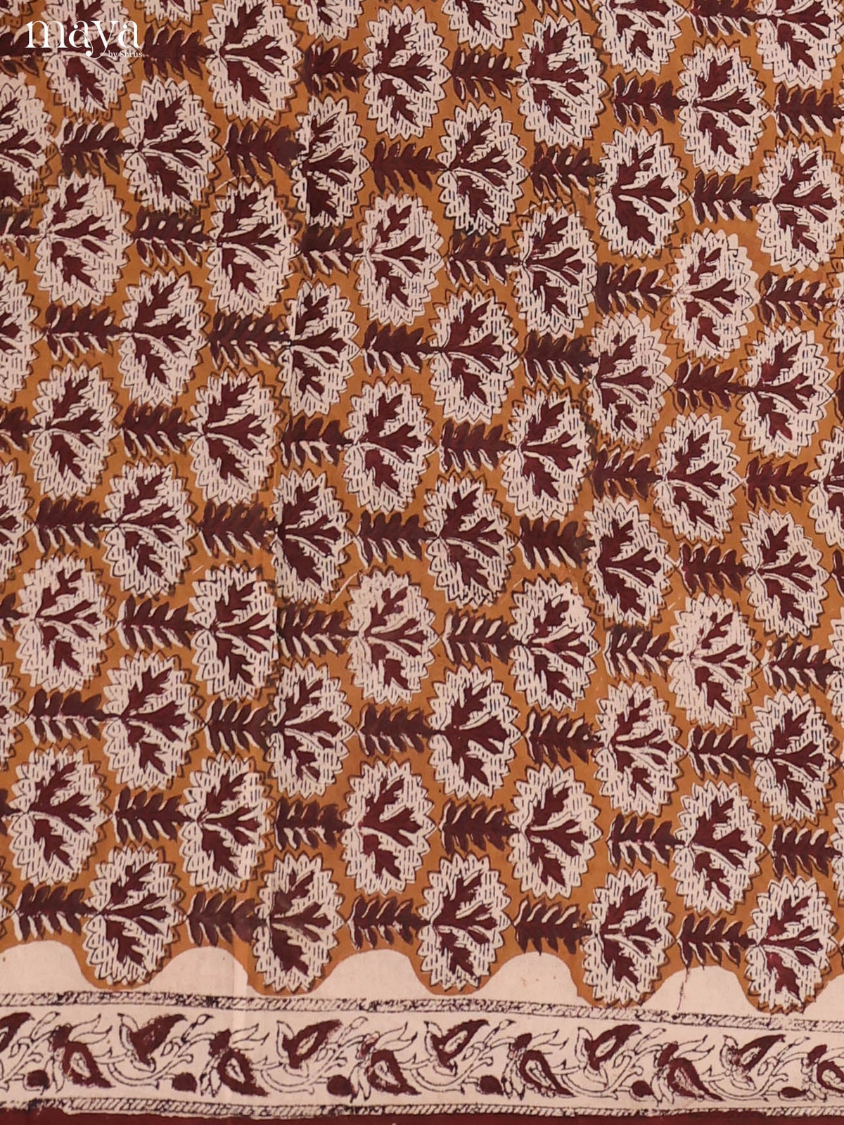 Artisanal Hand-Block Printed Cotton Salwar Suits With Mustard Background