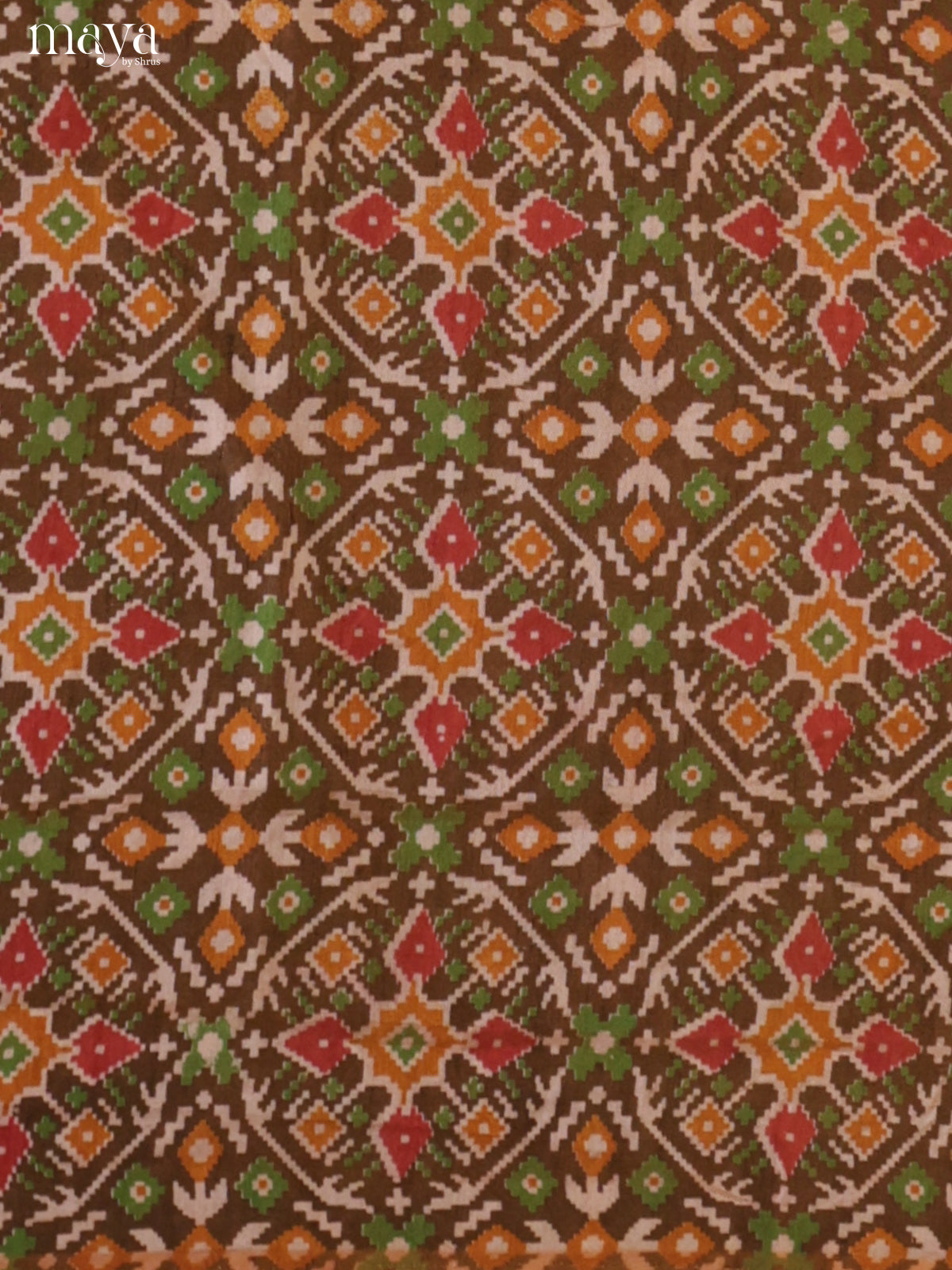 Mustard & Green  Semi patola salwar unstitch with patola floral prints-MEA09030