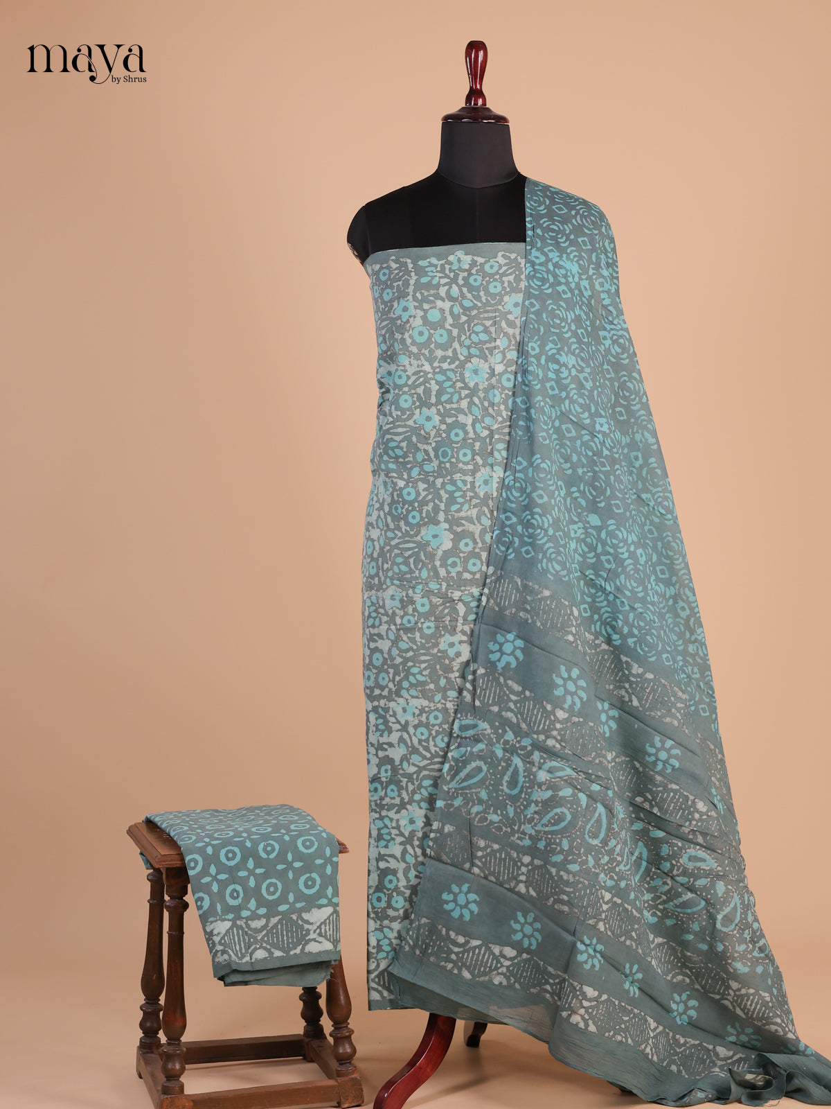 Grey & Blue- Cotton salwar