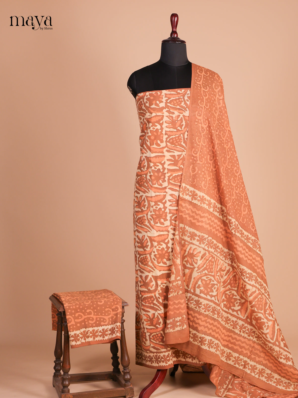 Cream & Brown - Cotton salwar