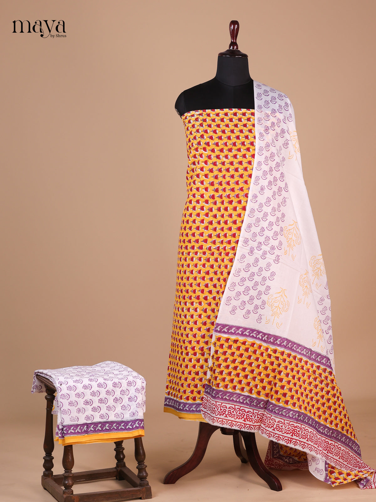 Mustard & White - Cotton salwar