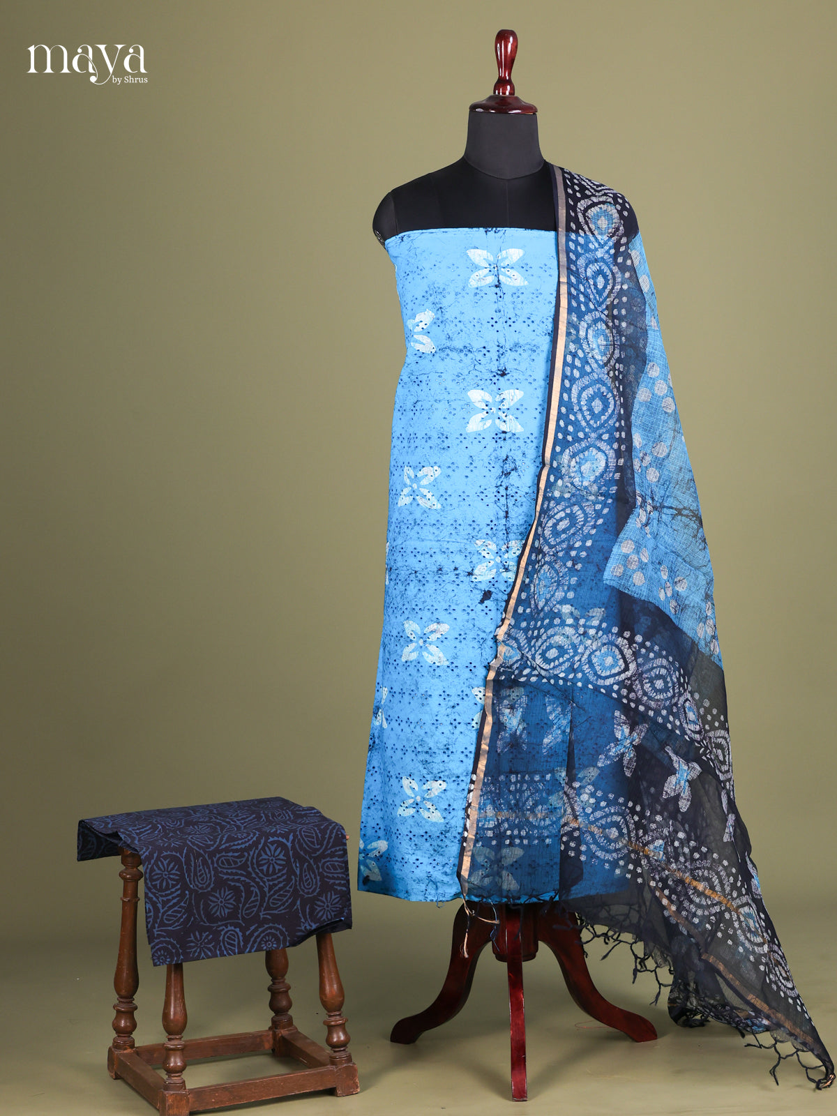 Sky Blue & Blue - Cotton salwar