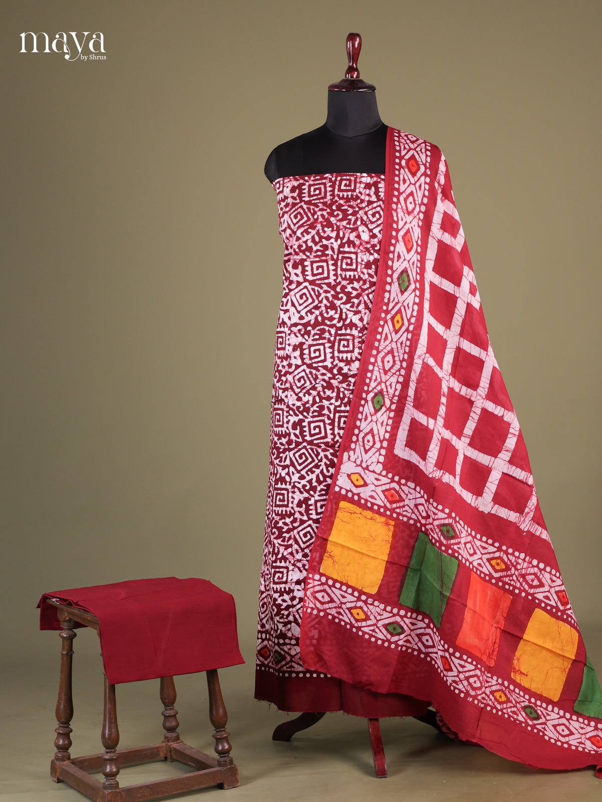 Maroon & White -Cotton salwar