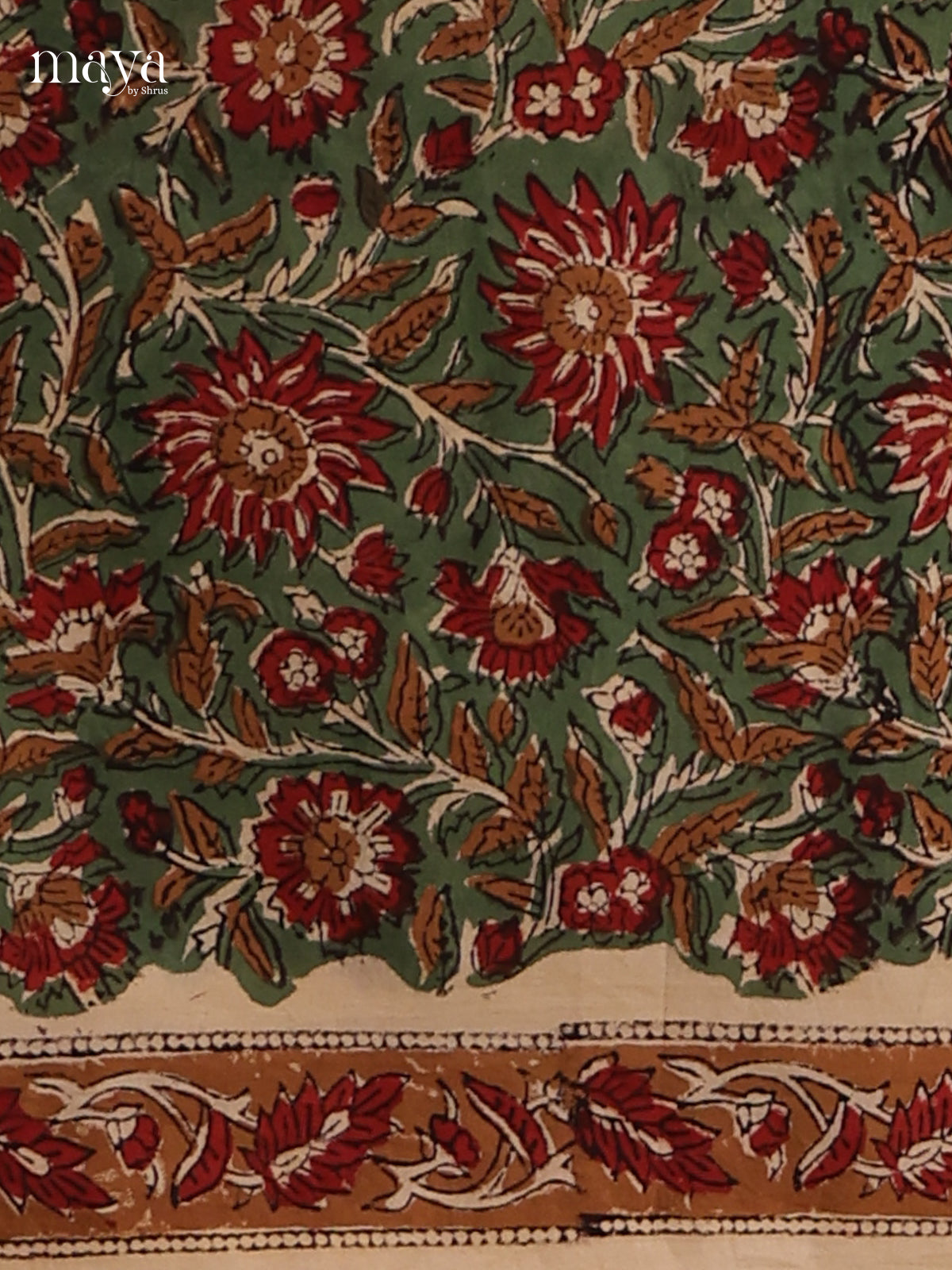 Green & cream - Cotton salwar