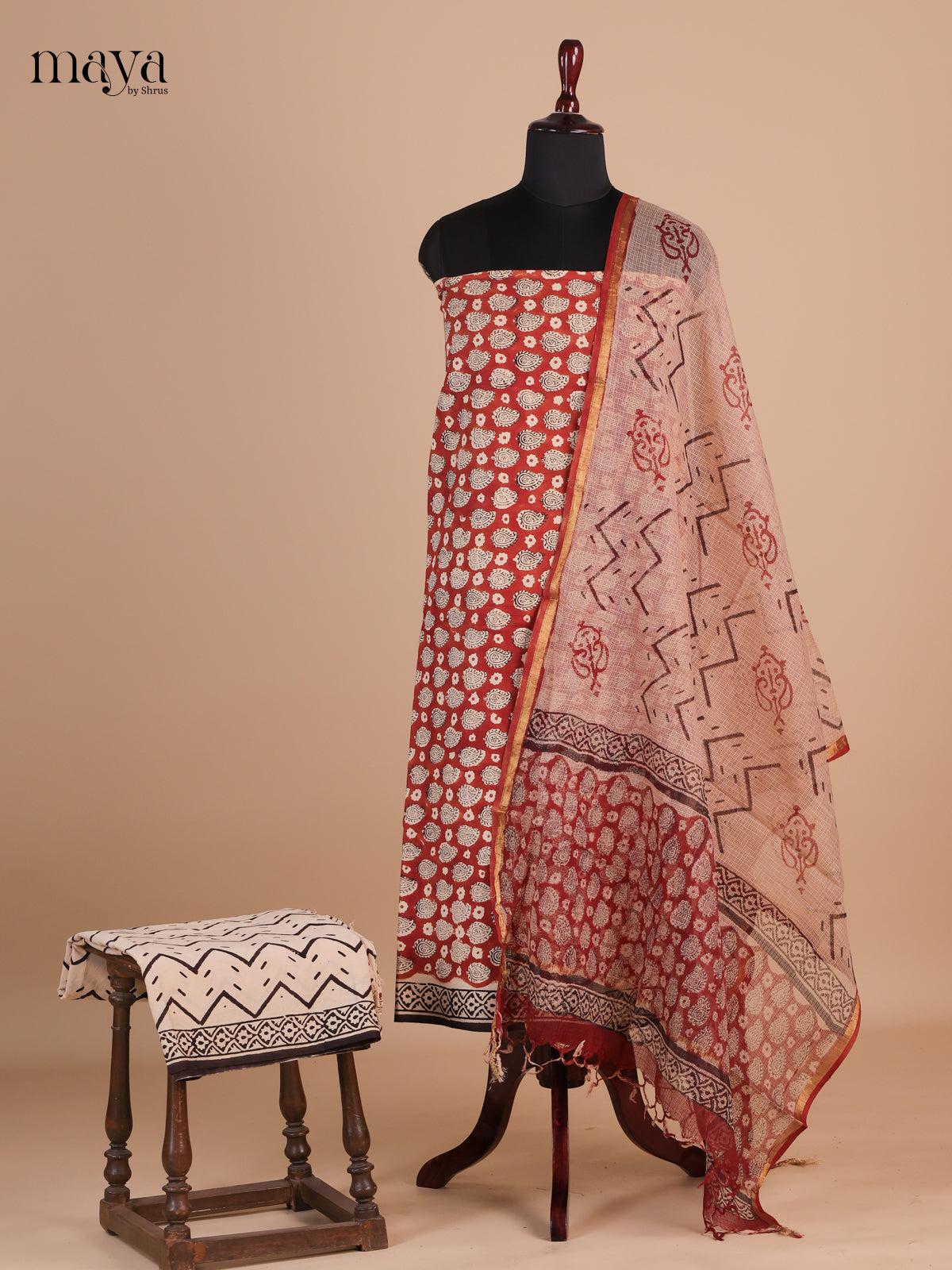 Red & Cream - Cotton salwar