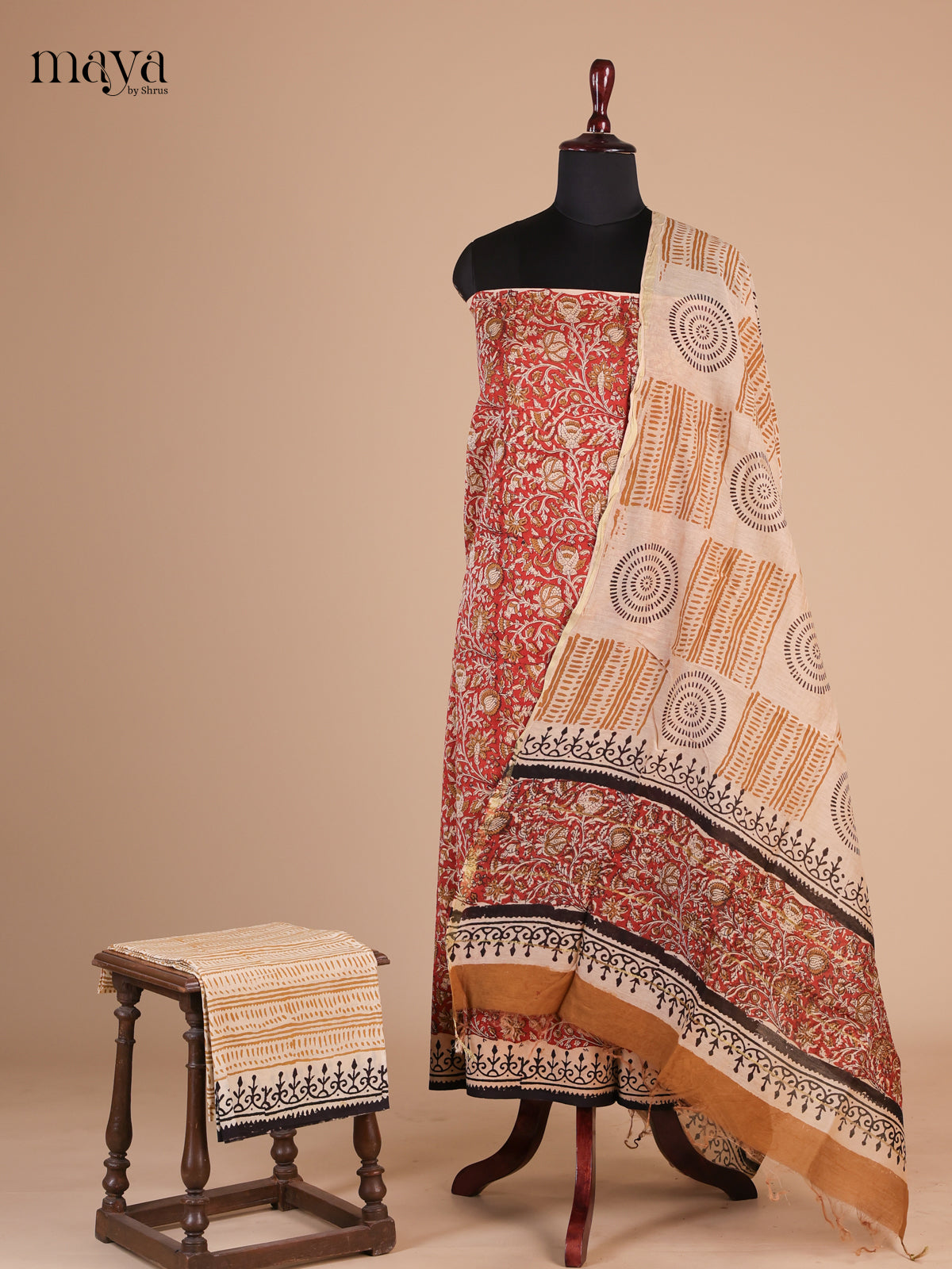 Red & Cream - Cotton salwar
