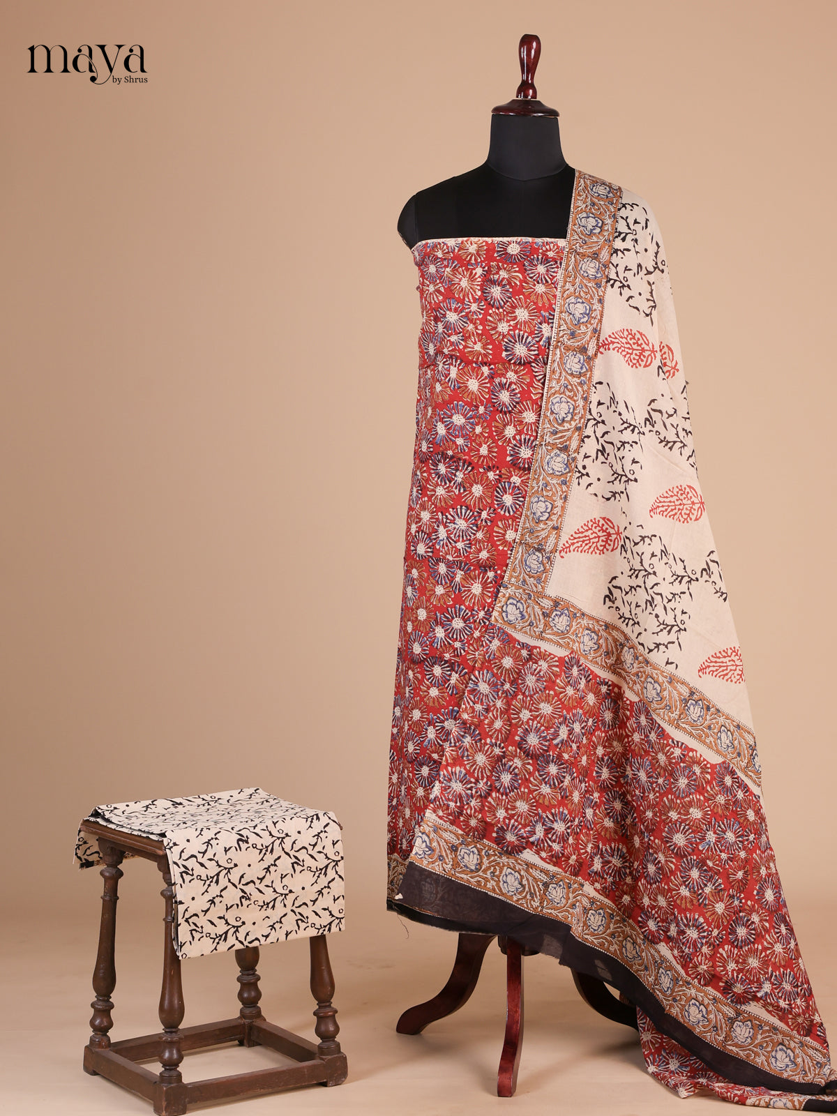 Red & Cream - Cotton salwar