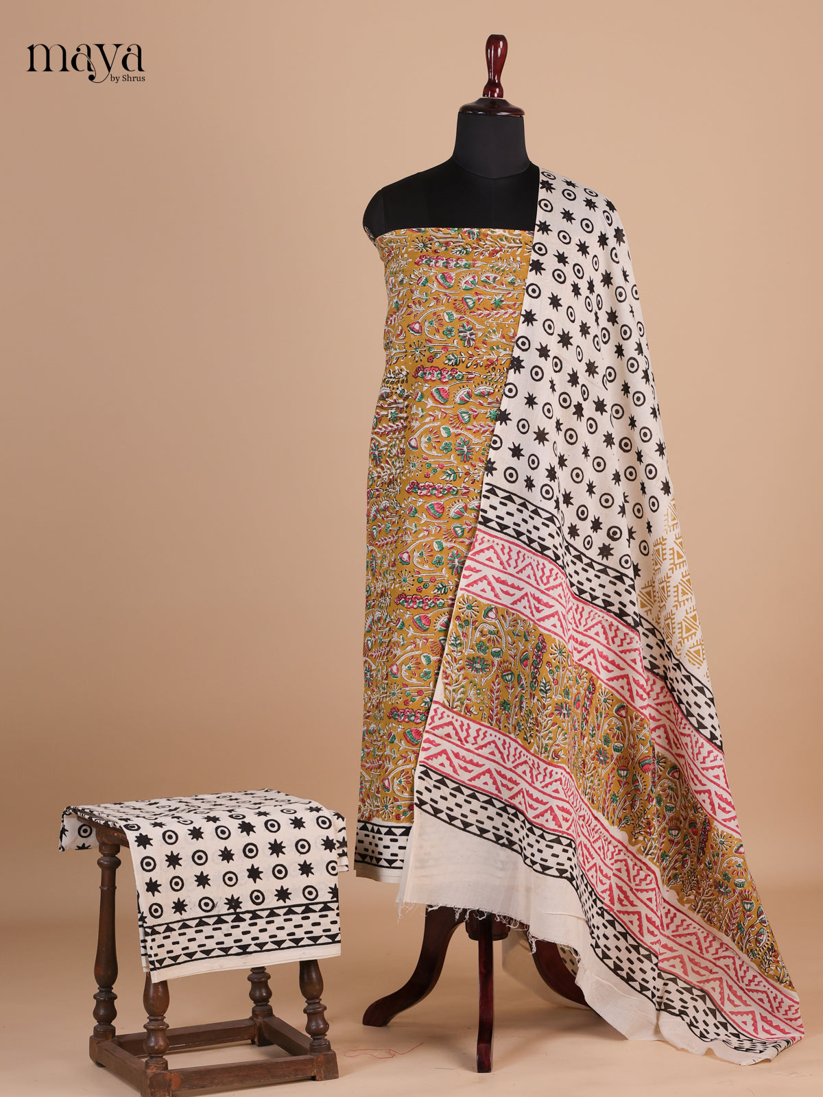 Mustard & White - Cotton salwar