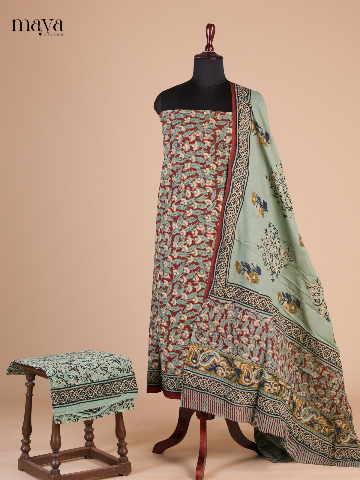 Maroon & Green - Cotton salwar
