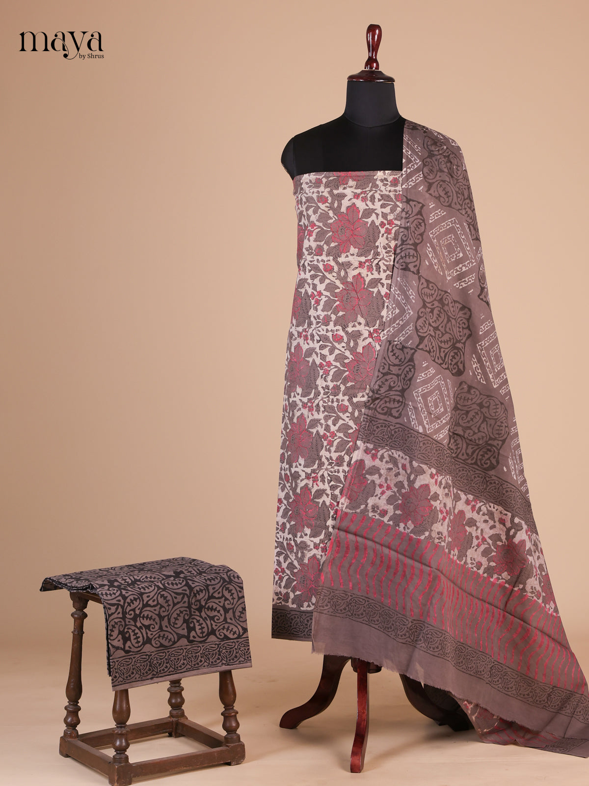 Cream & Kashish Grey - Cotton salwar