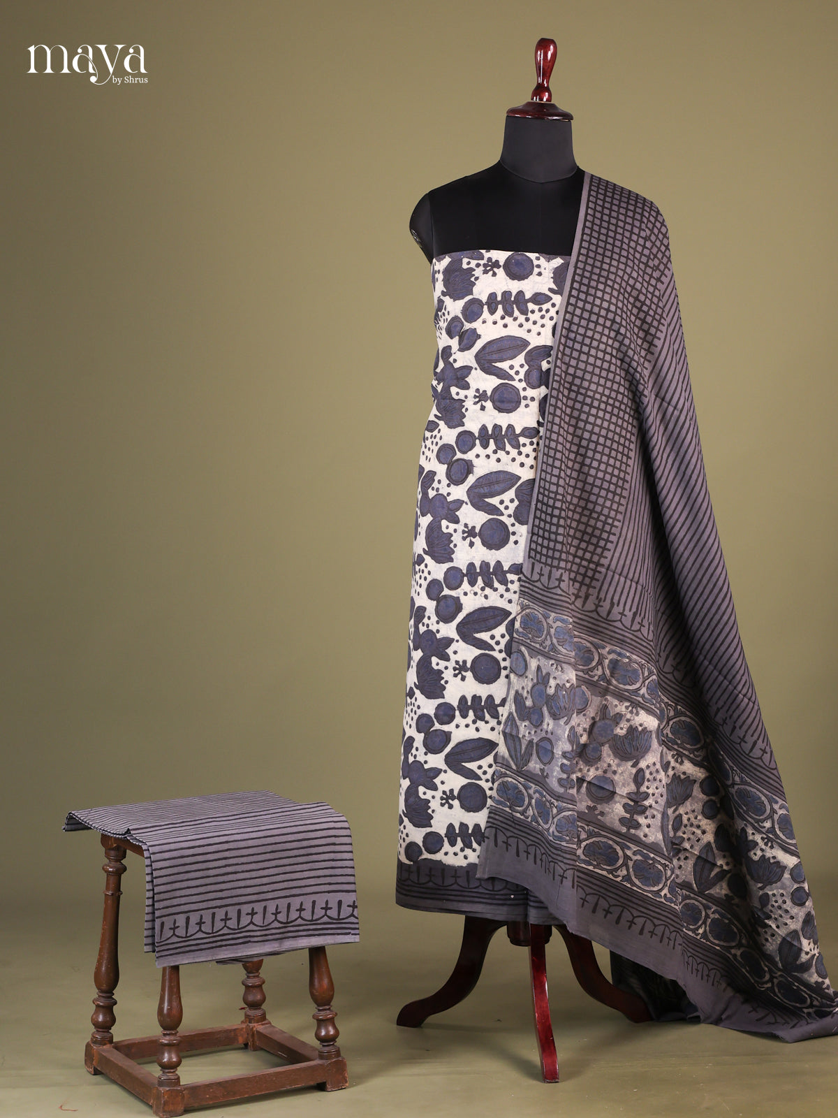 Cream & Grey - Cotton salwar