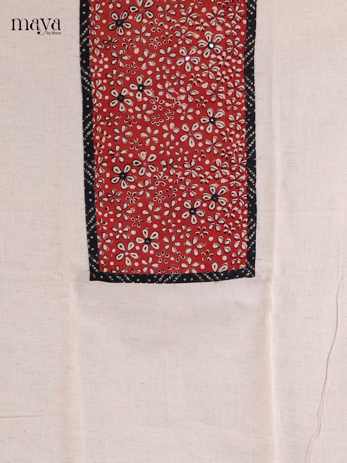White & Red - Cotton salwar Unstitched