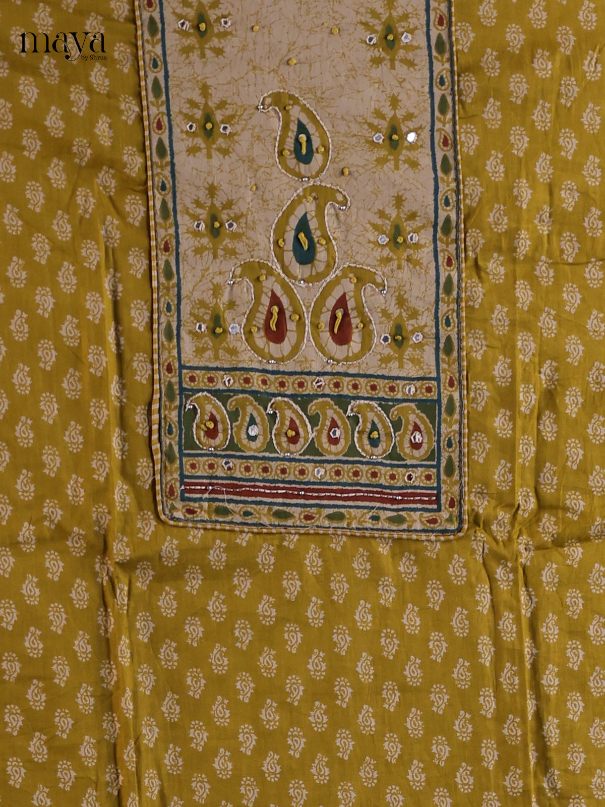 Mustardy Green & Cream - Cotton salwar