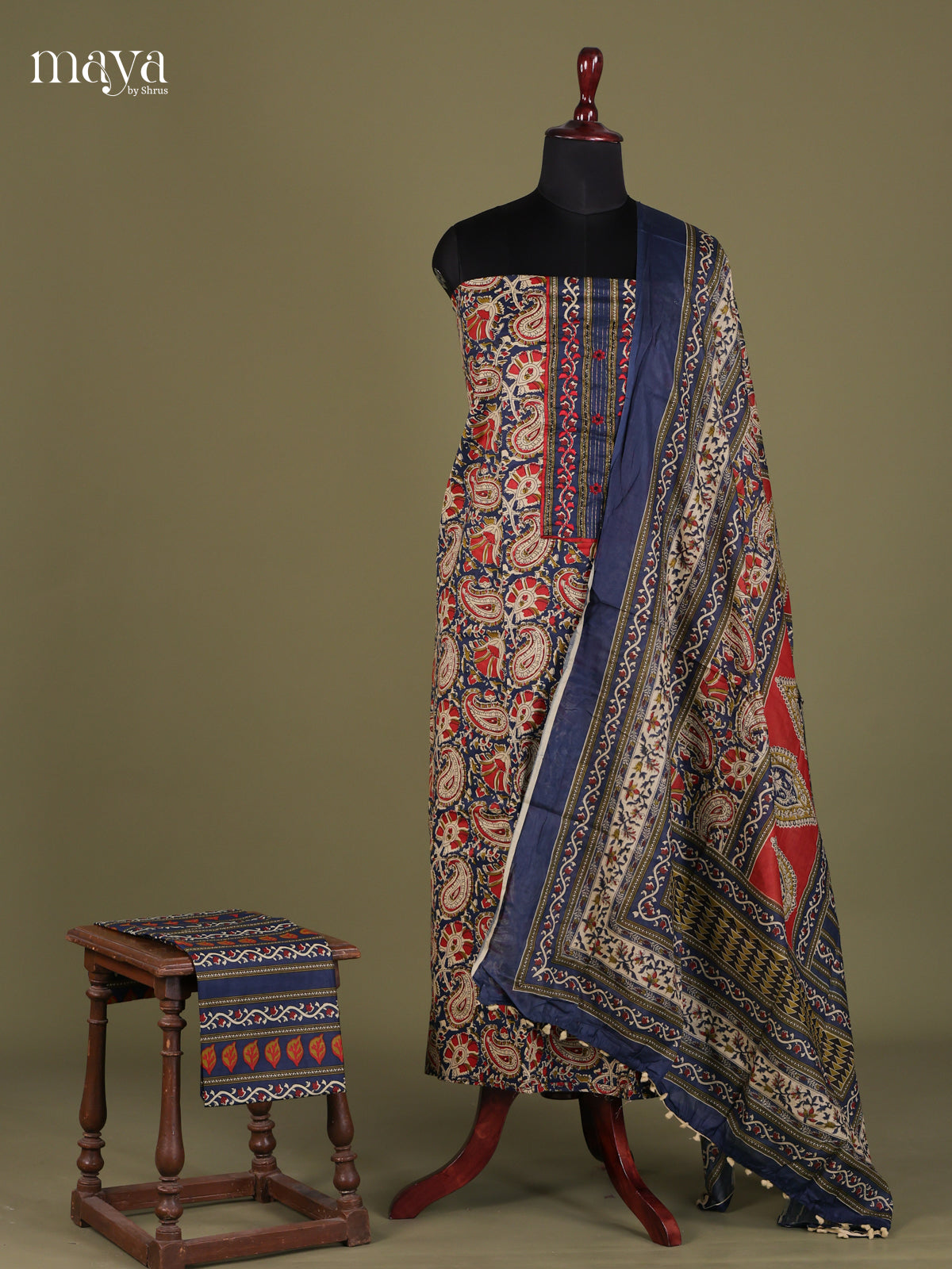 Blue & Cream - Cotton salwar