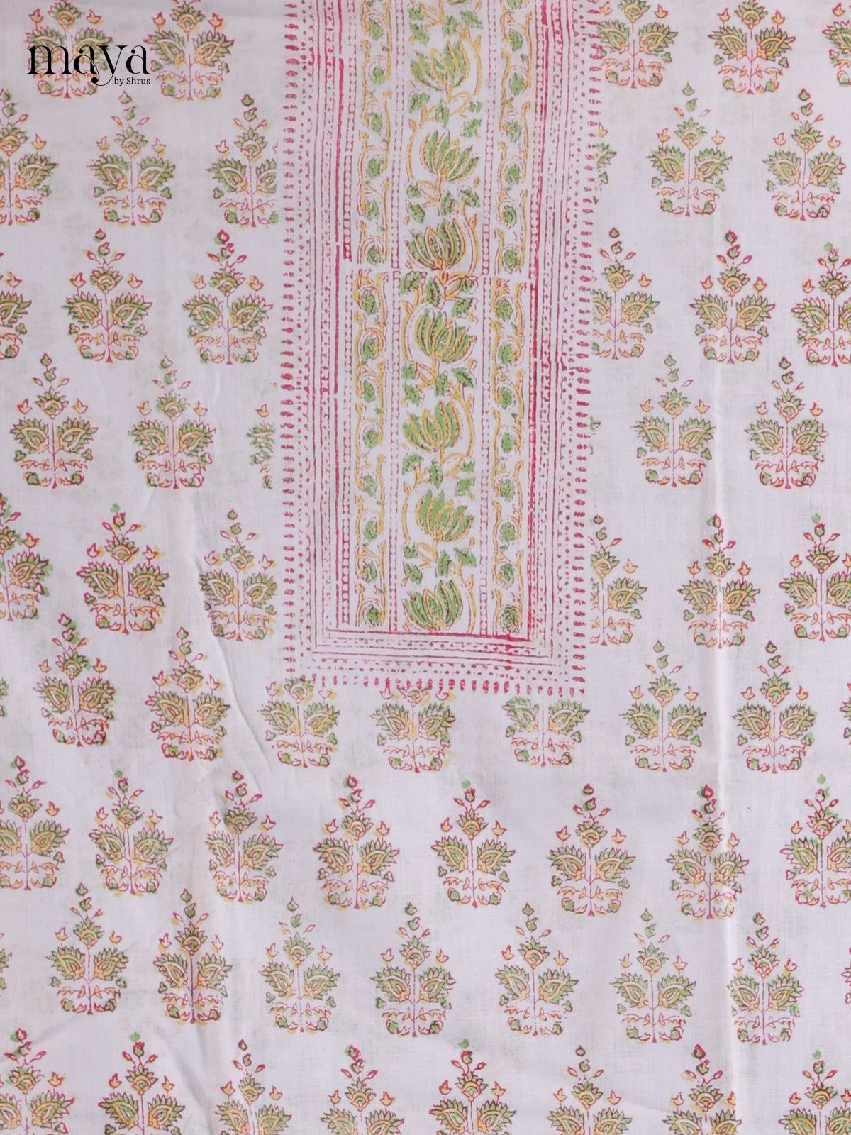 White & Green- Cotton salwar Unstitched