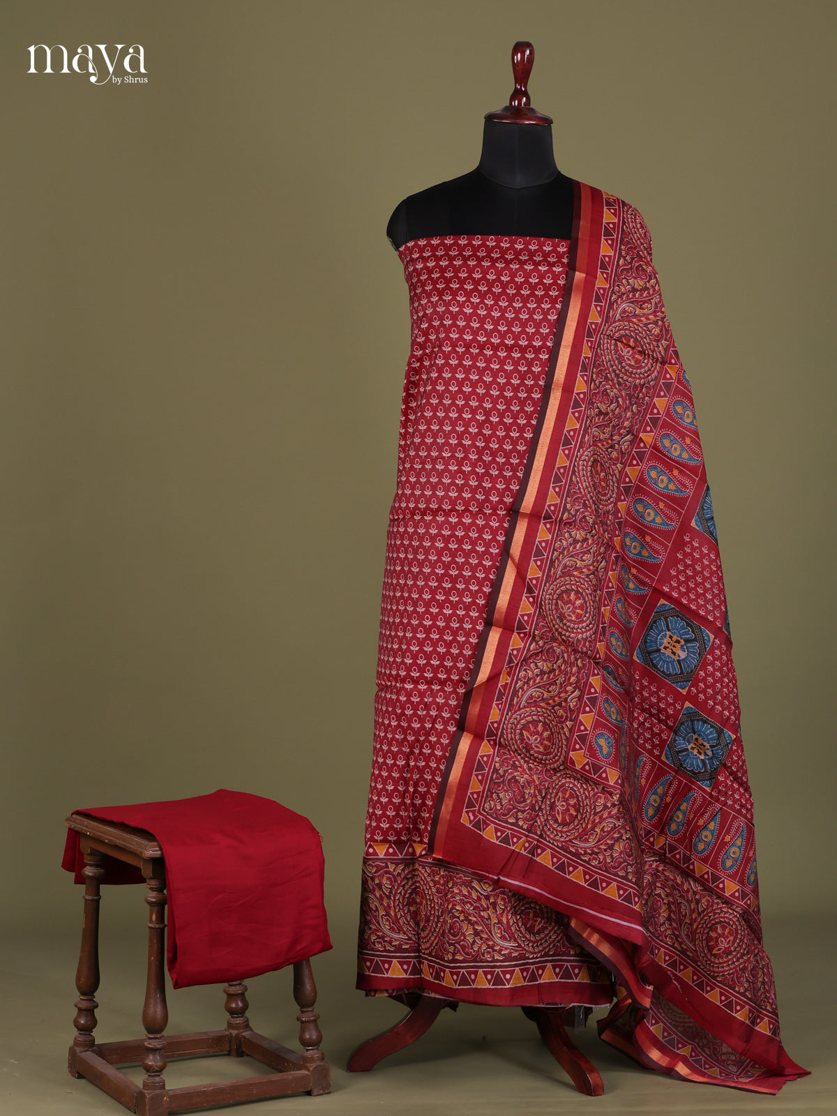 Maroon - Cotton salwar Unstitched - Shop on Shrus.com