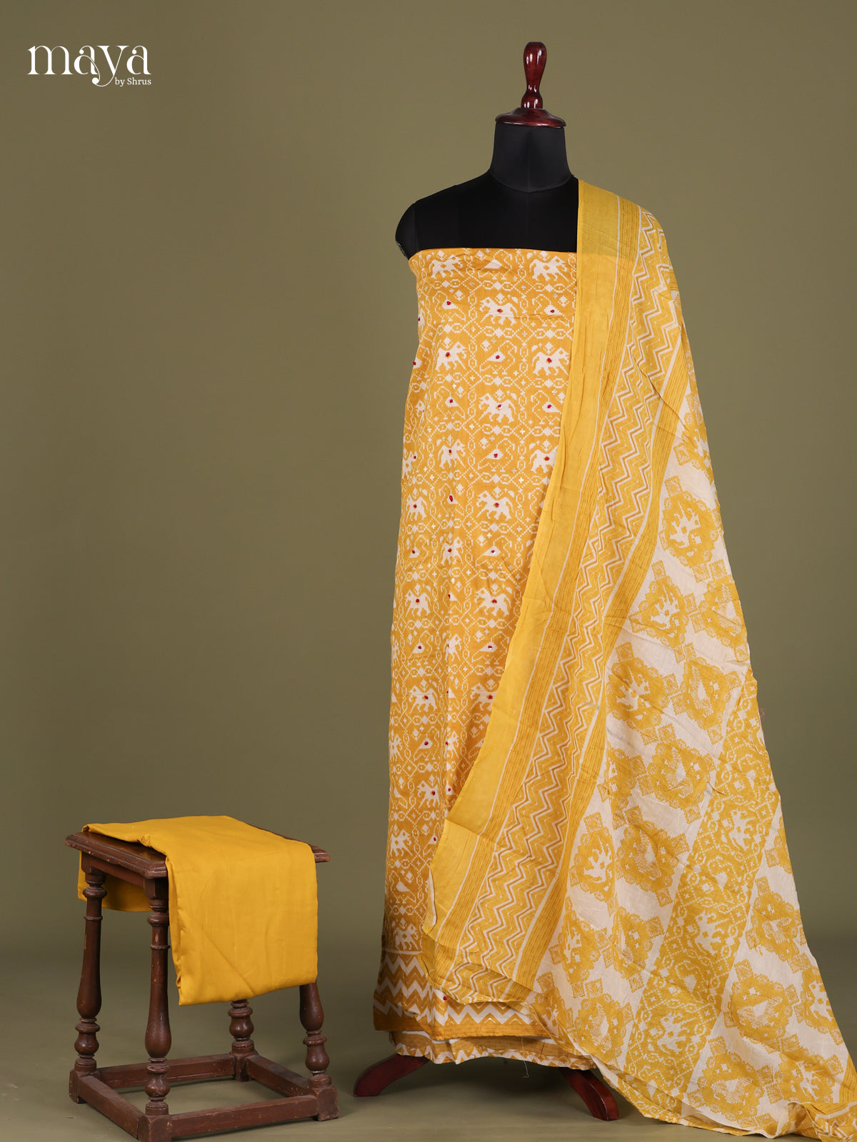 Mustard & White - Cotton salwar