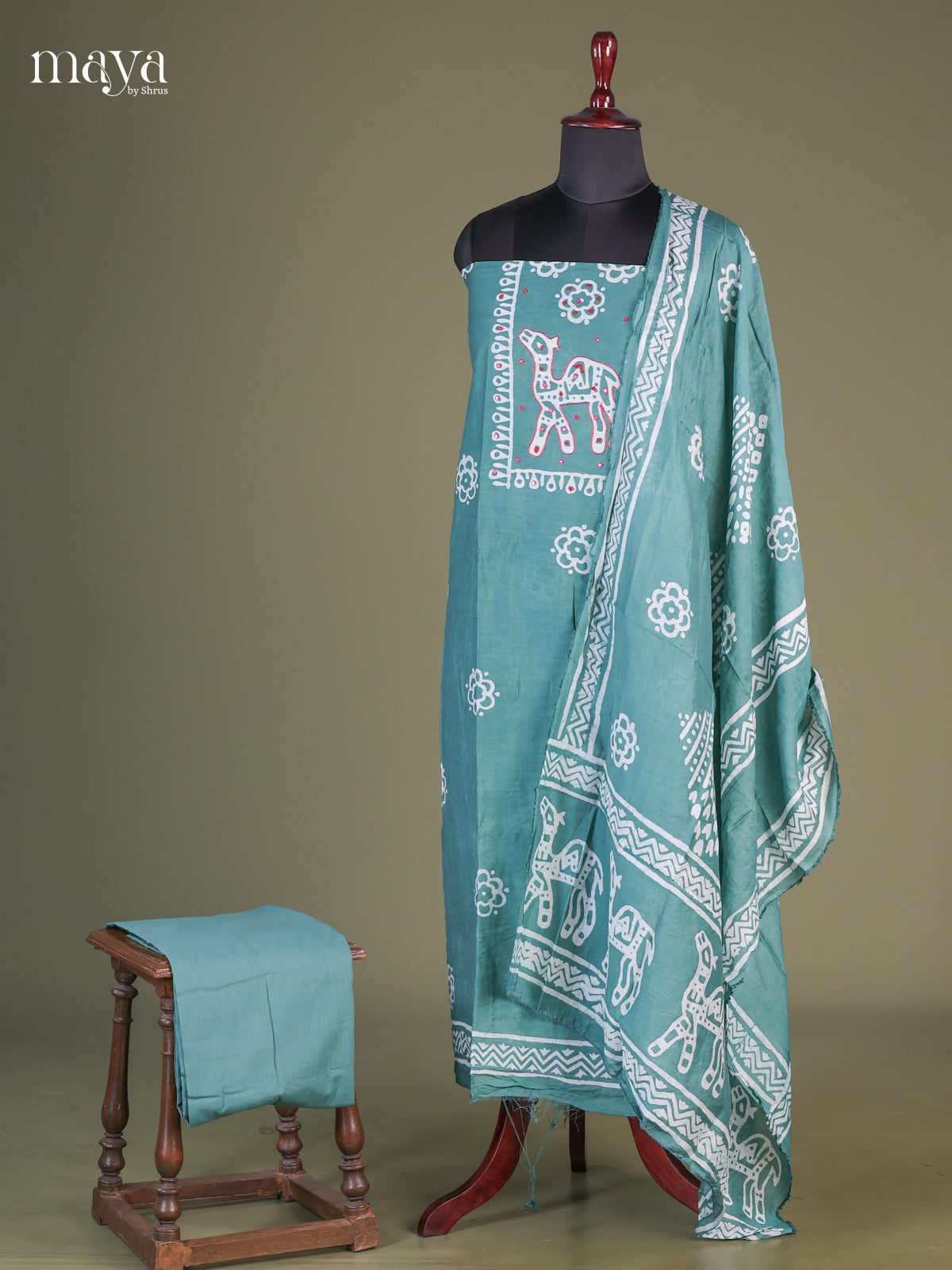 Grey Green - Cotton salwar unstitched