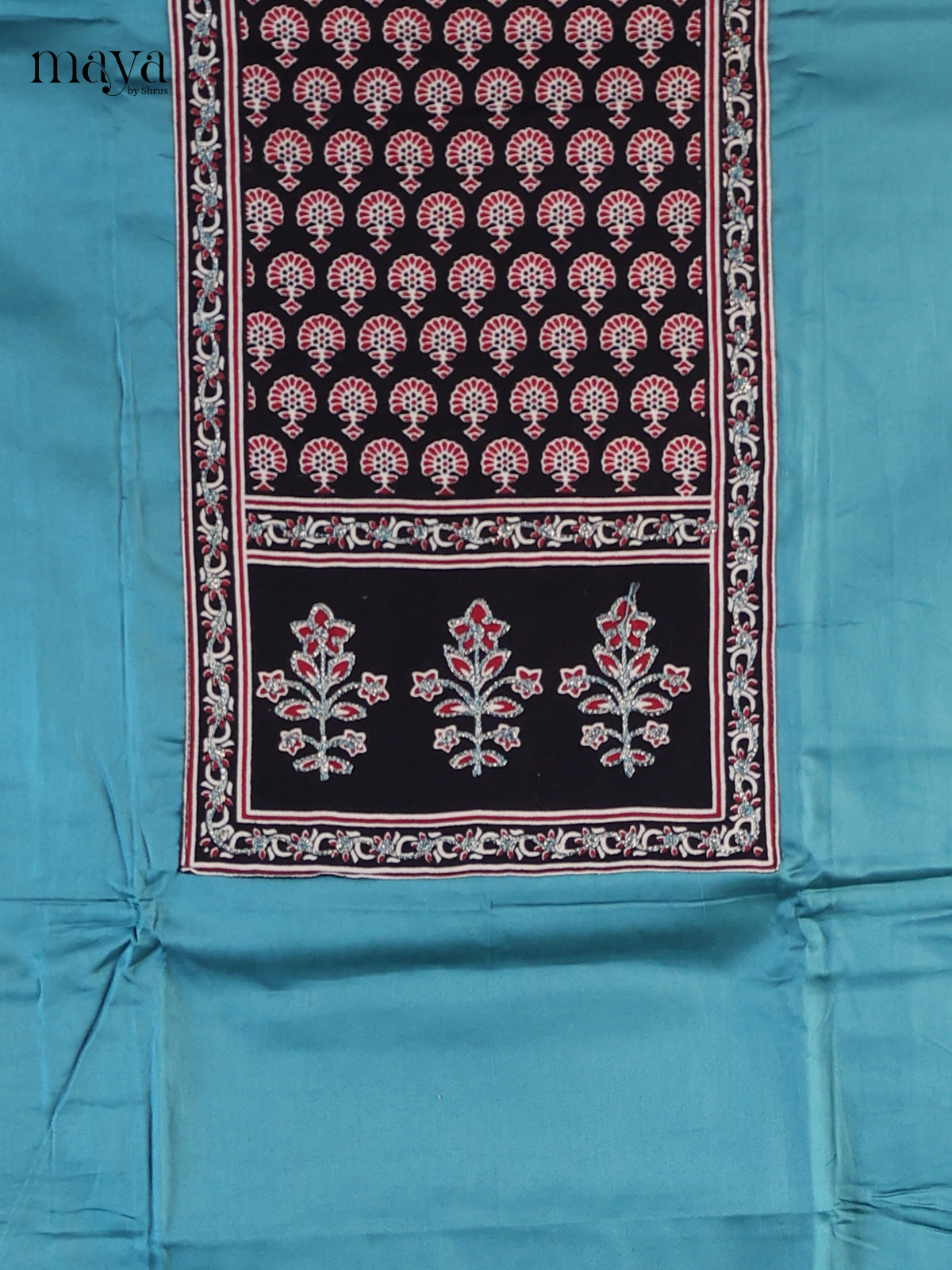 Blue & Black - Cotton salwar Unstitched