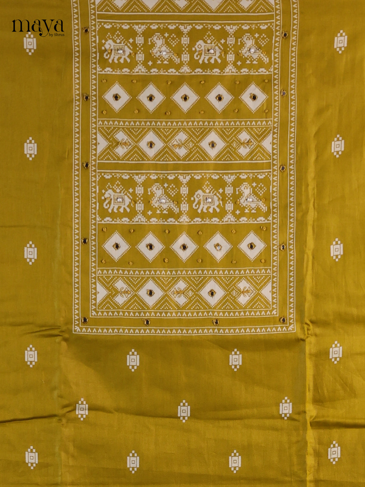 Mustardy Green - Cotton salwar unstitched