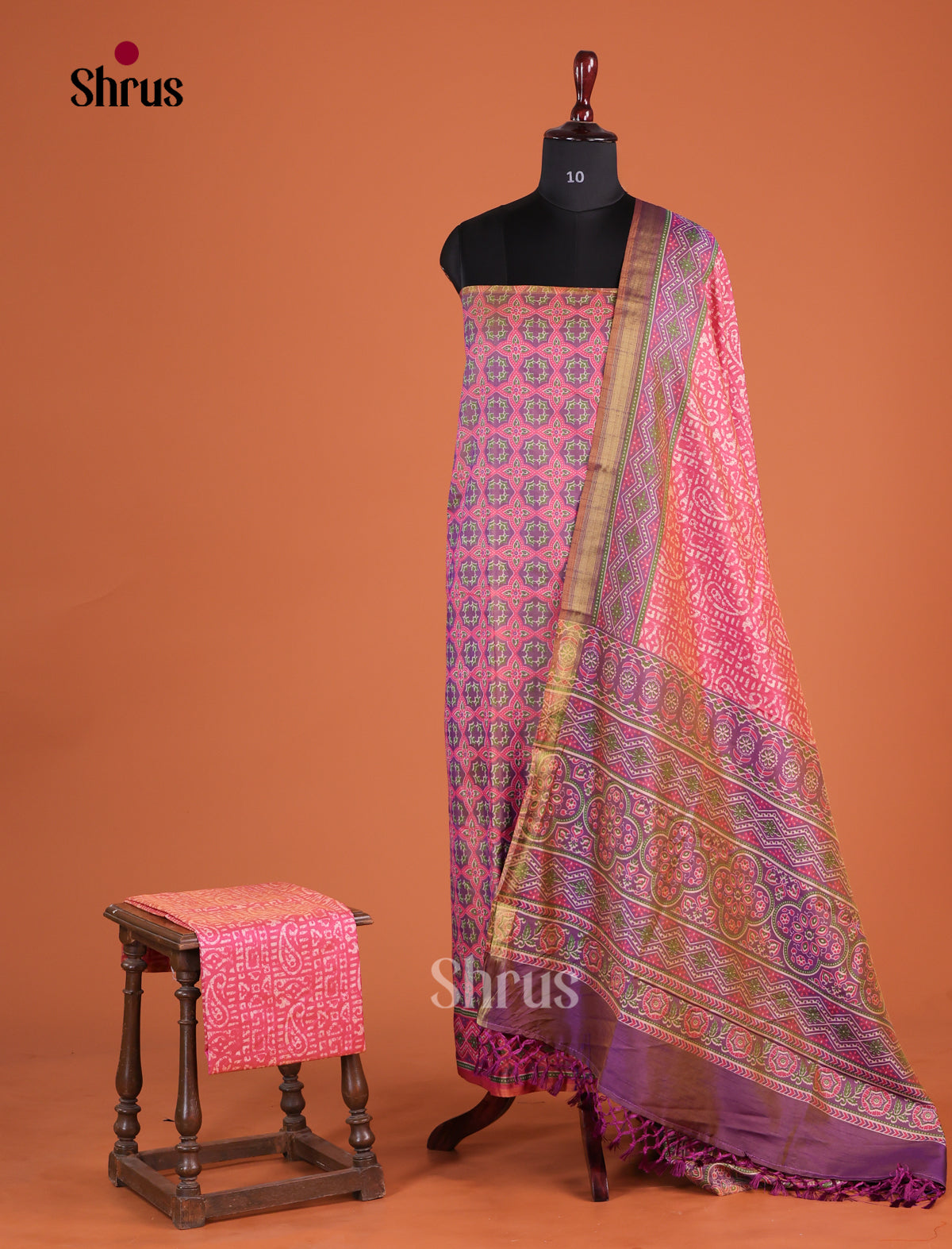 Pink & Purple Semi patola salwar  with floral prints