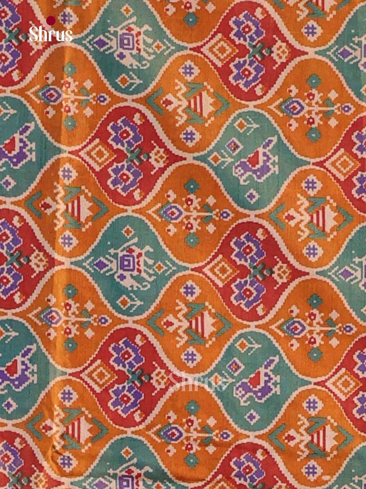 Orange Semi patola unstitch salwar with floral pattern