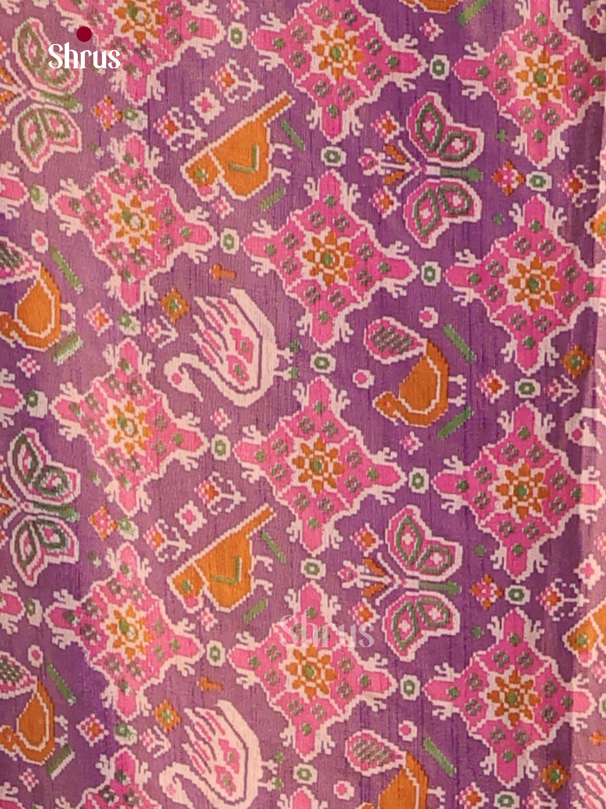 Beautiful Pink & Purple Semi patola unstitch salwar with floral , butterfly print