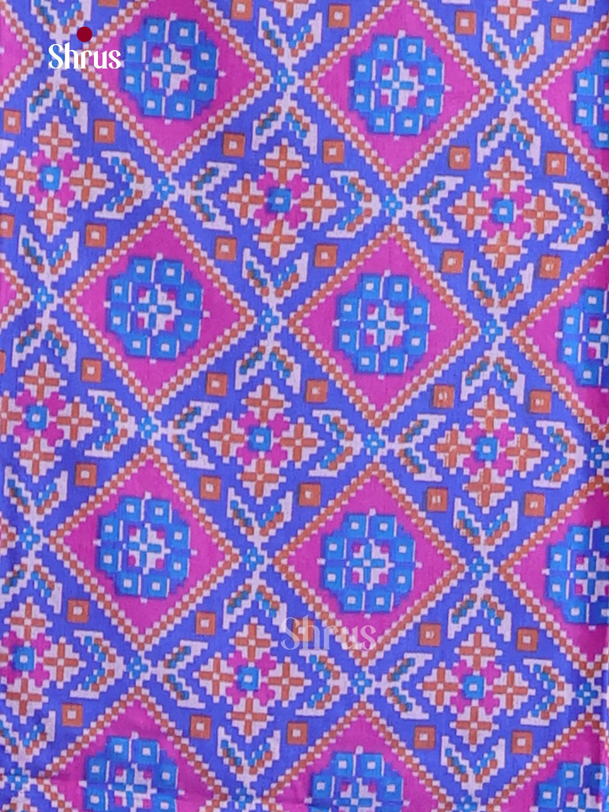 Blue & Purple Semi patola Unstitch salwar  with floral prints