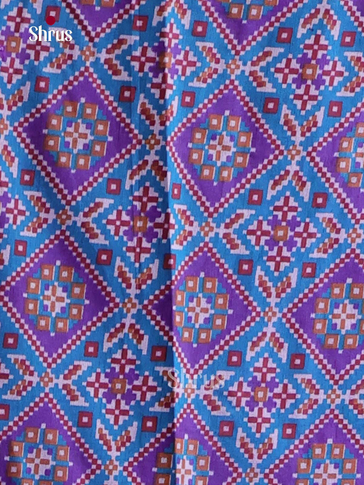 Blue & Purple Semi patola Unstitch salwar  with floral print