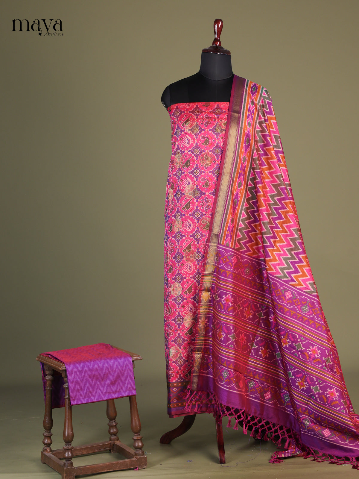 Pink & Purple -Semi patola salwar Unstitched