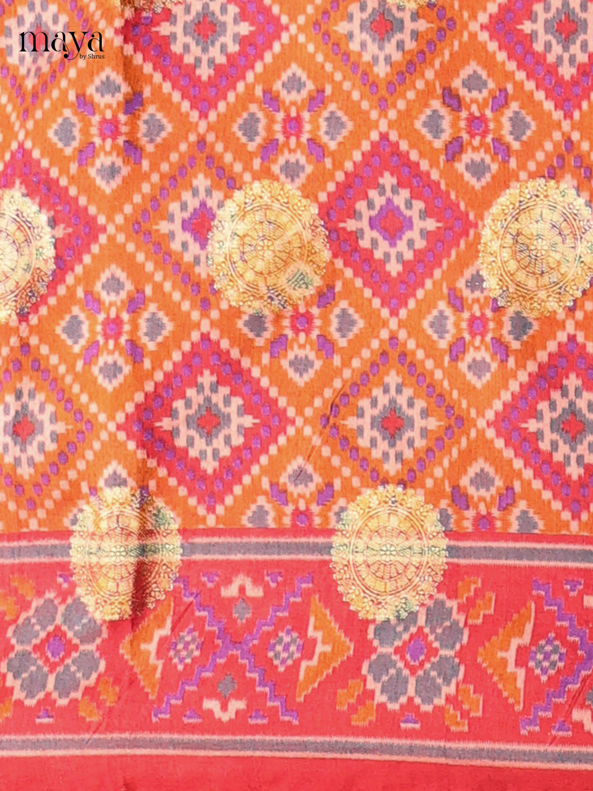 Orange & Red - Semi patola salwar Unstitched