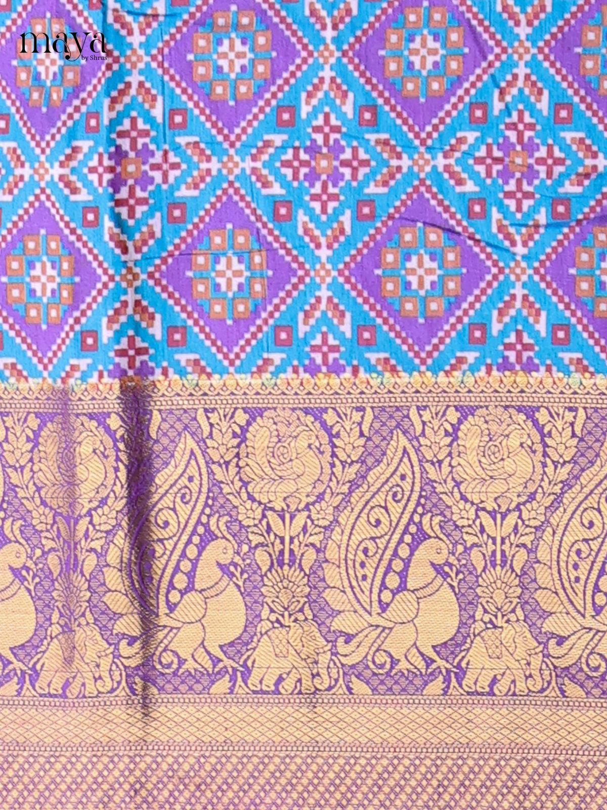 Blue & Purple - Semi patola salwar Unstitched
