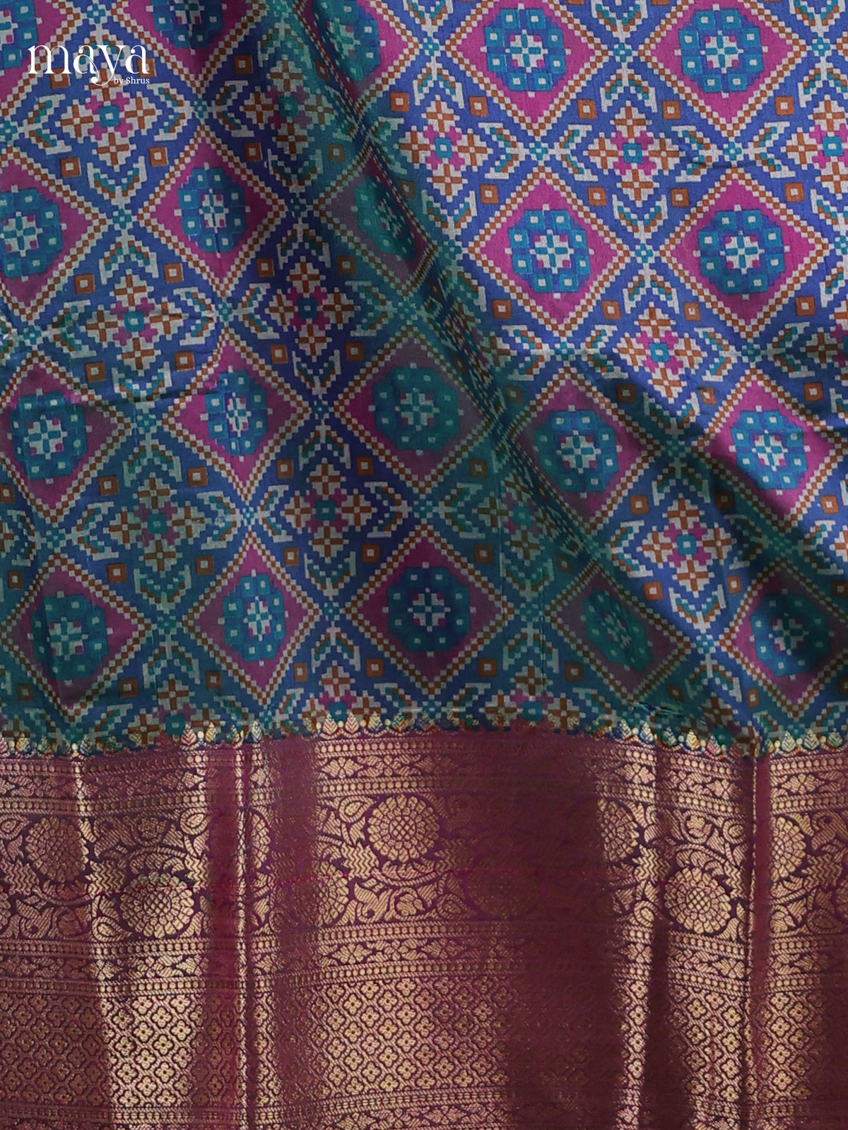 Blue & Purple - Semi patola salwar  Unstitched
