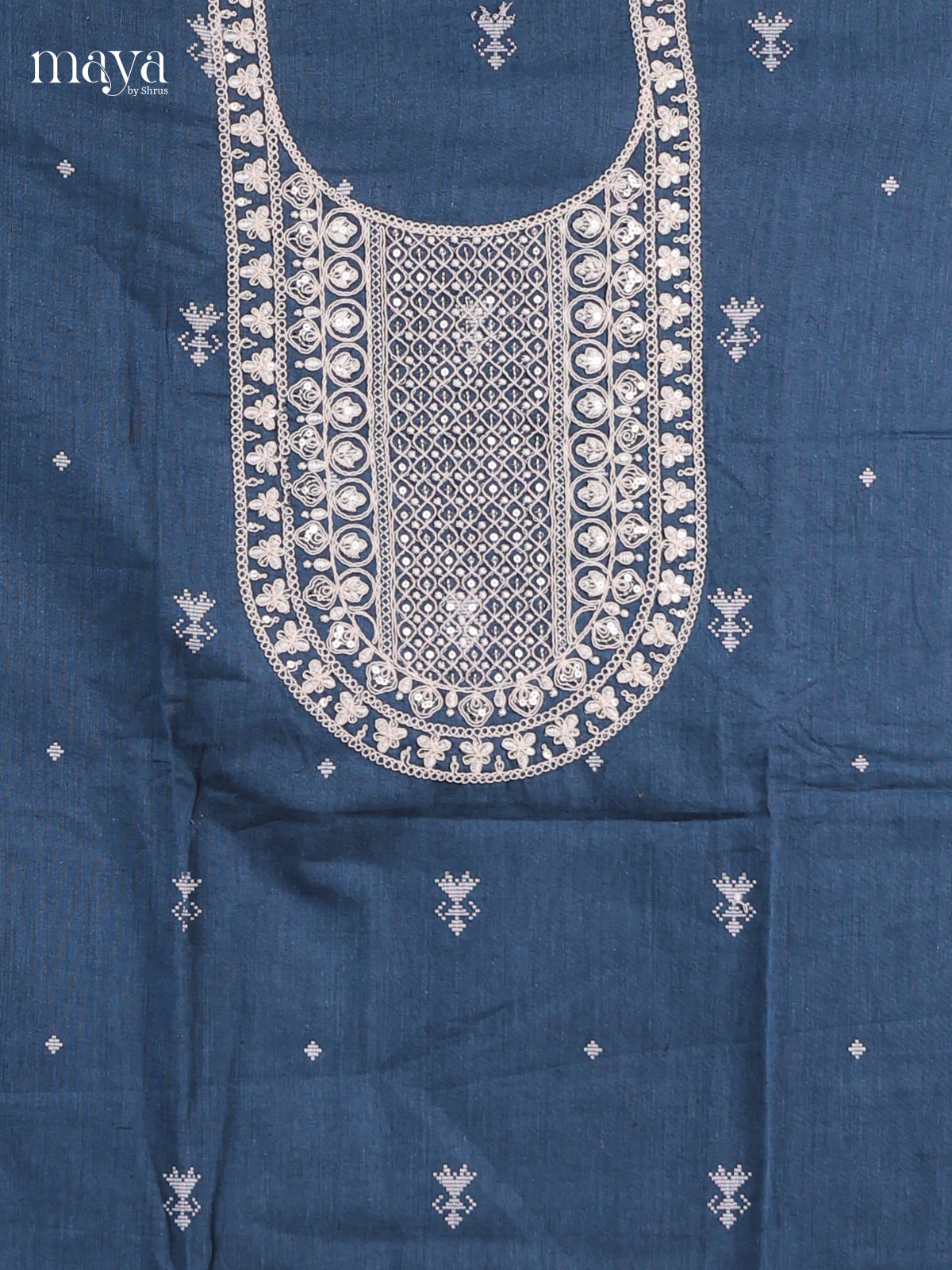 Blue & White -  Cotton salwar Unstiitched