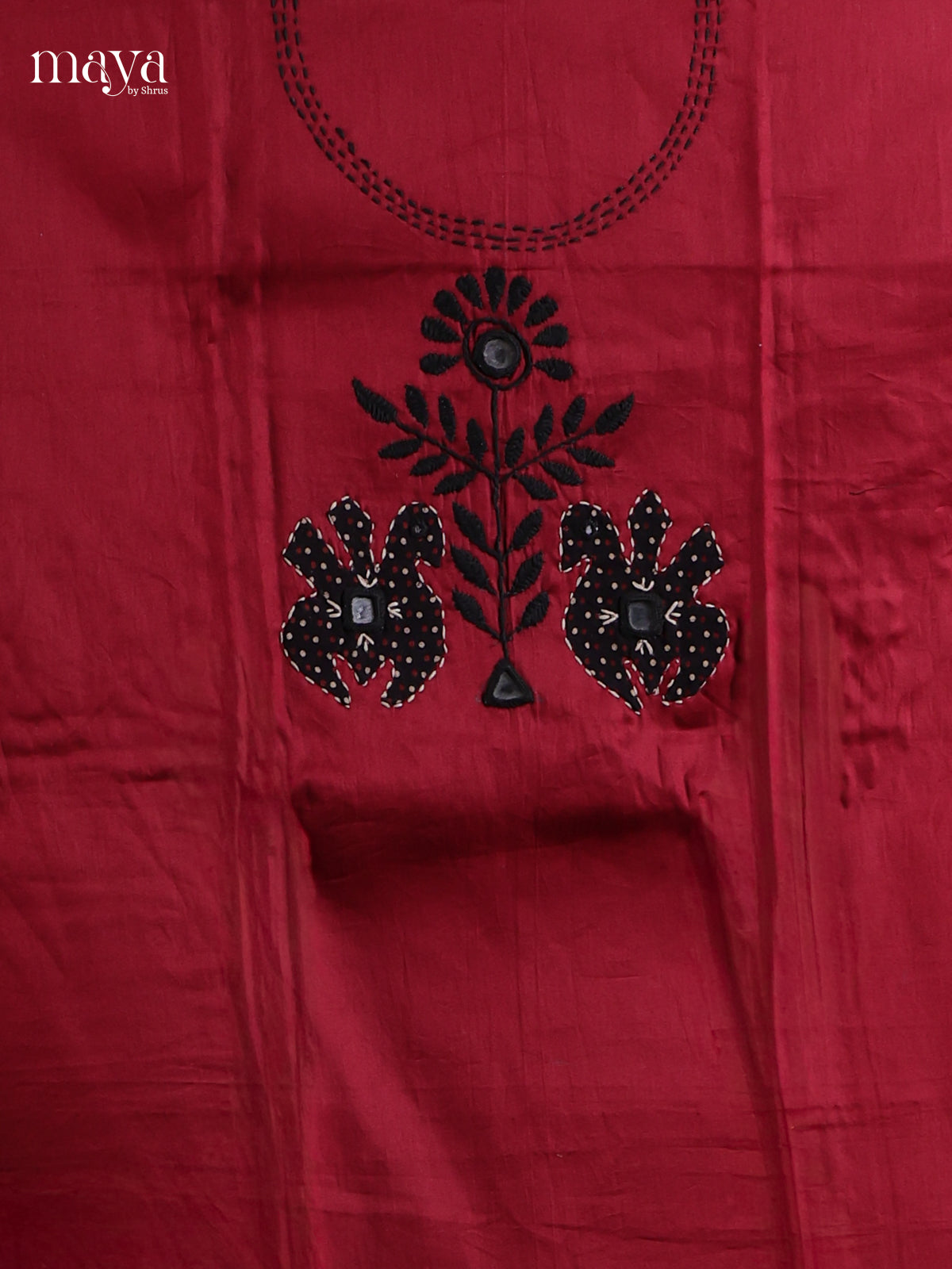 Red & White - Cotton salwar Unstitched