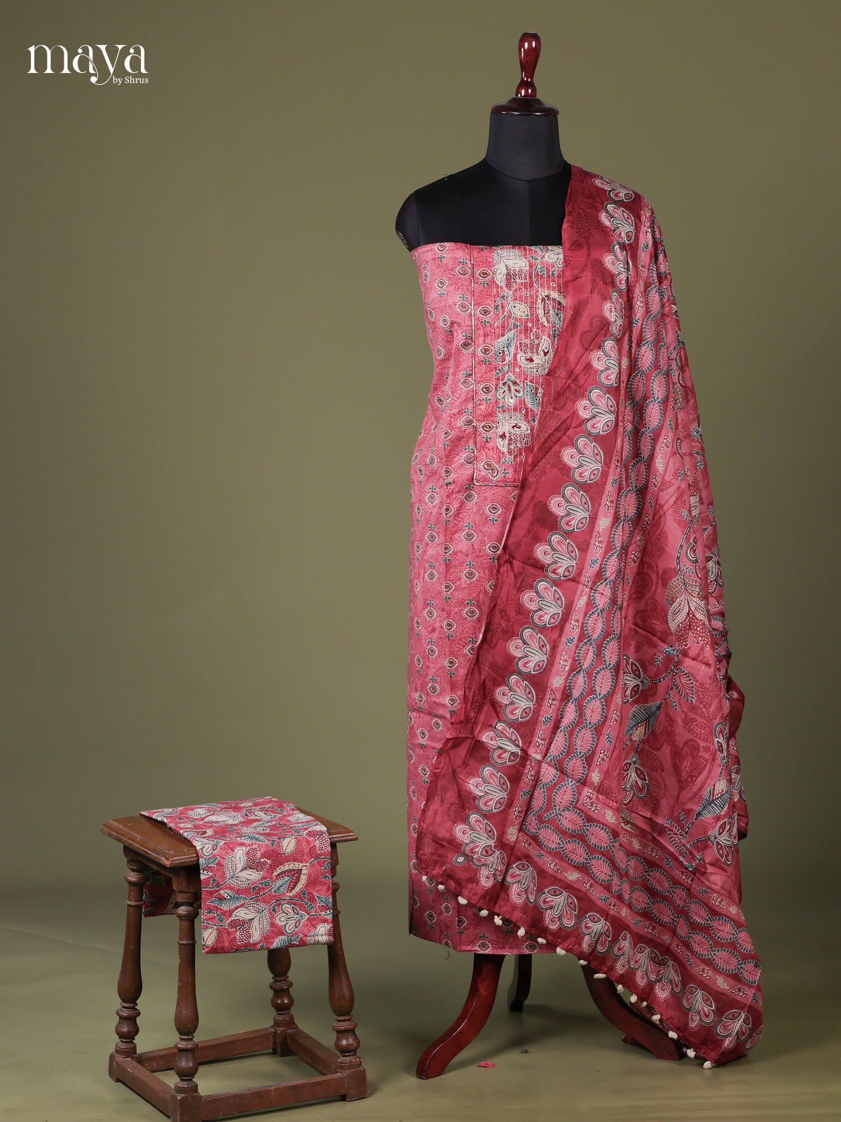 Pink & Red - Cotton salwar Unstitched