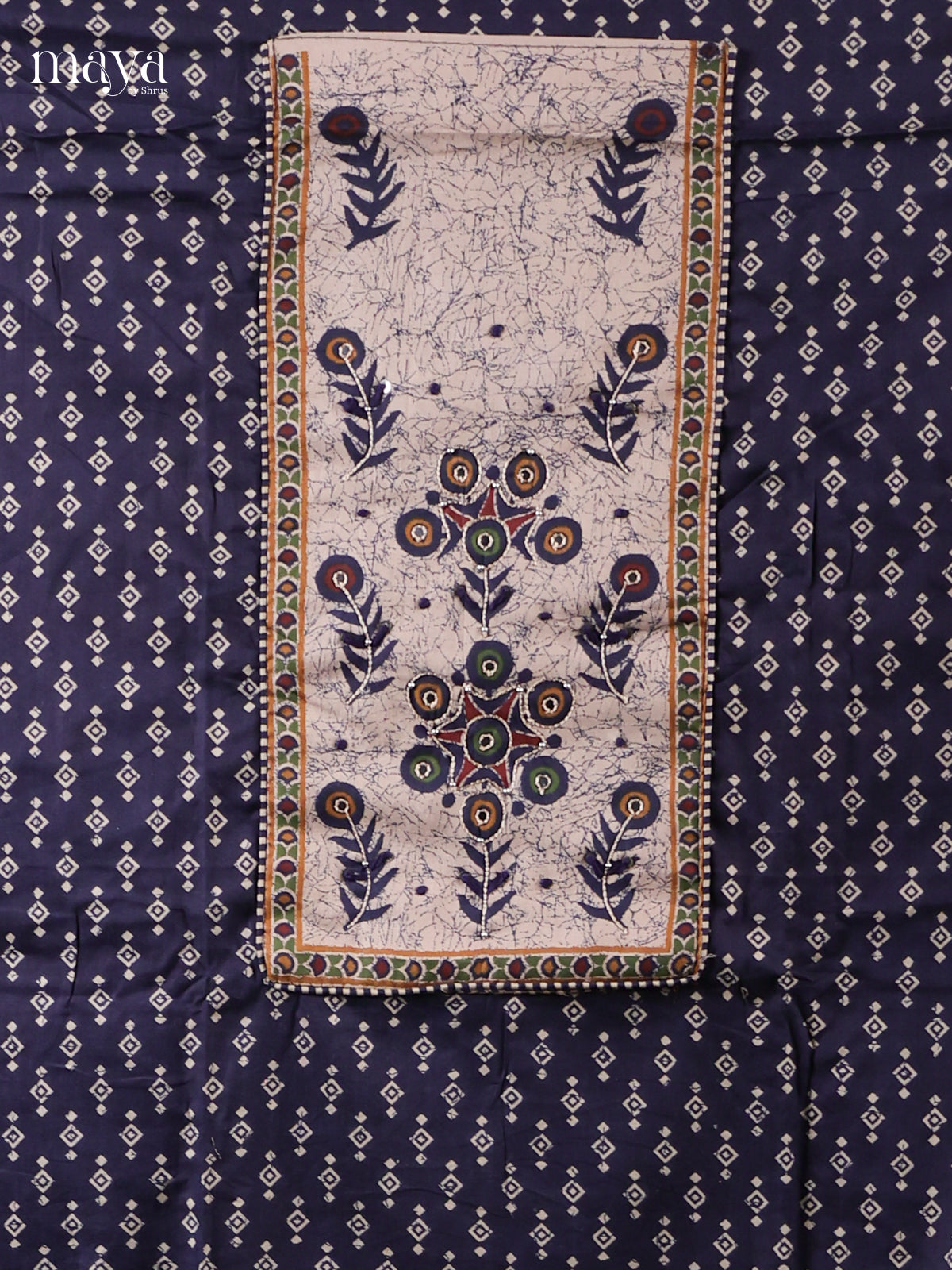 Blue & White - Cotton salwar Unstitched