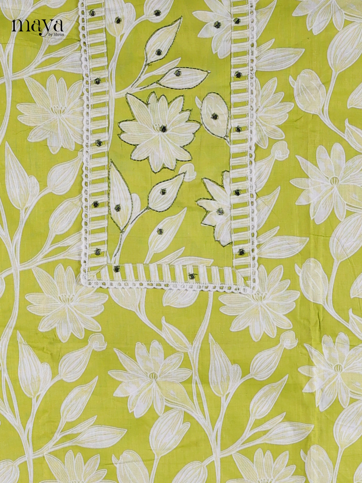 Light Green & White - Cotton salwar Unstitched