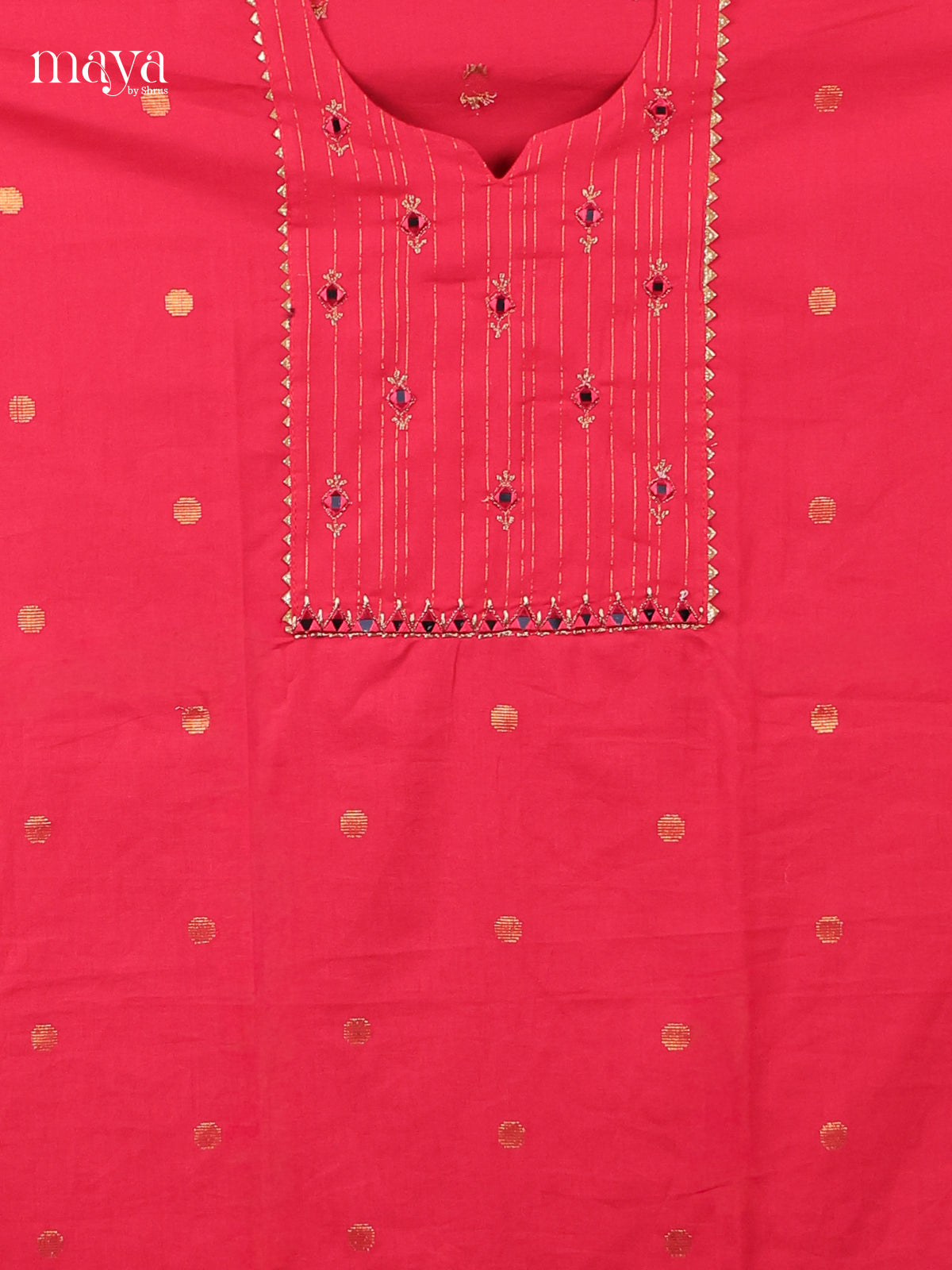 Red - Cotton salwar Unstitched