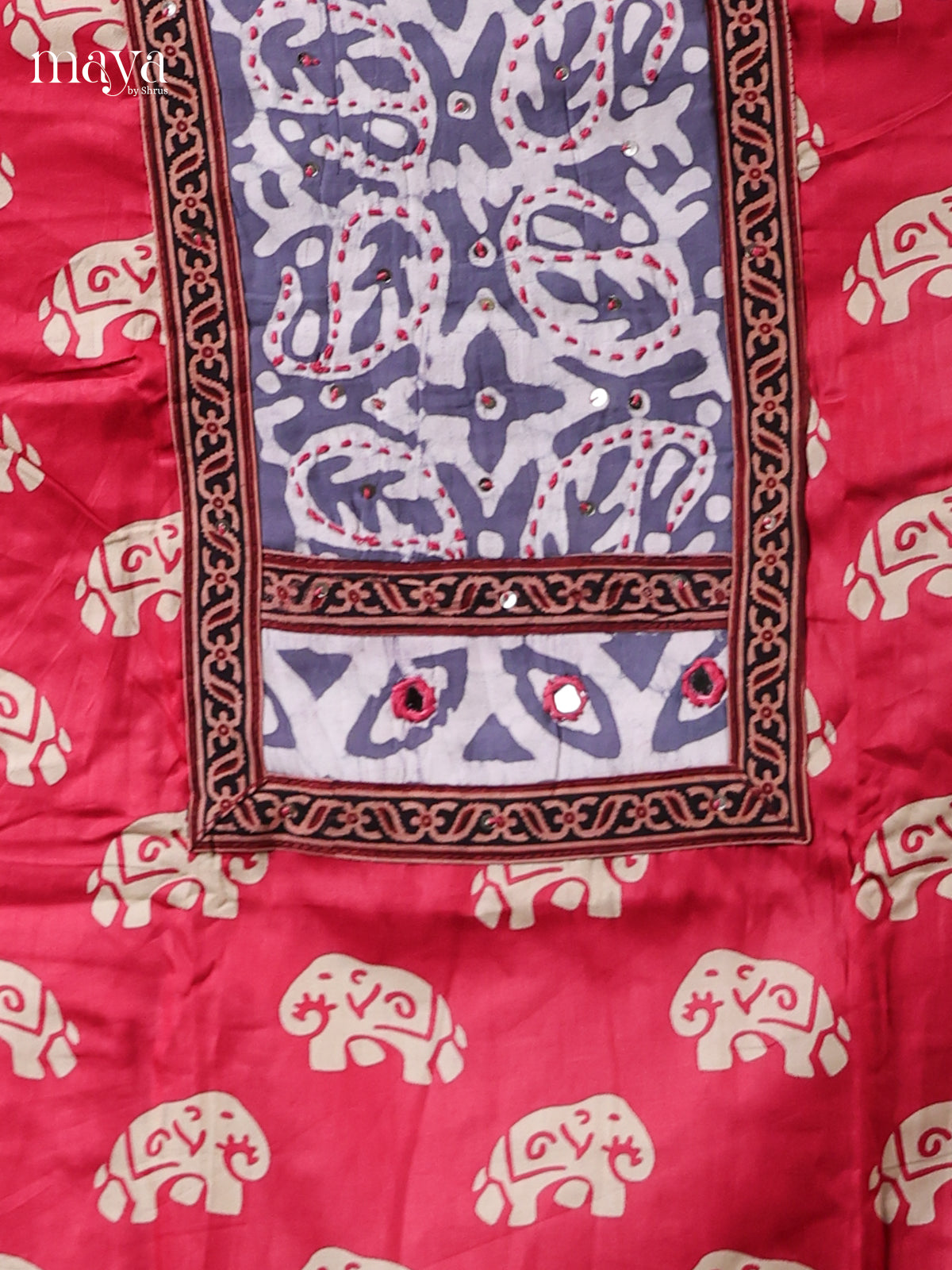 Red & Grey - Cotton salwar Unstitched