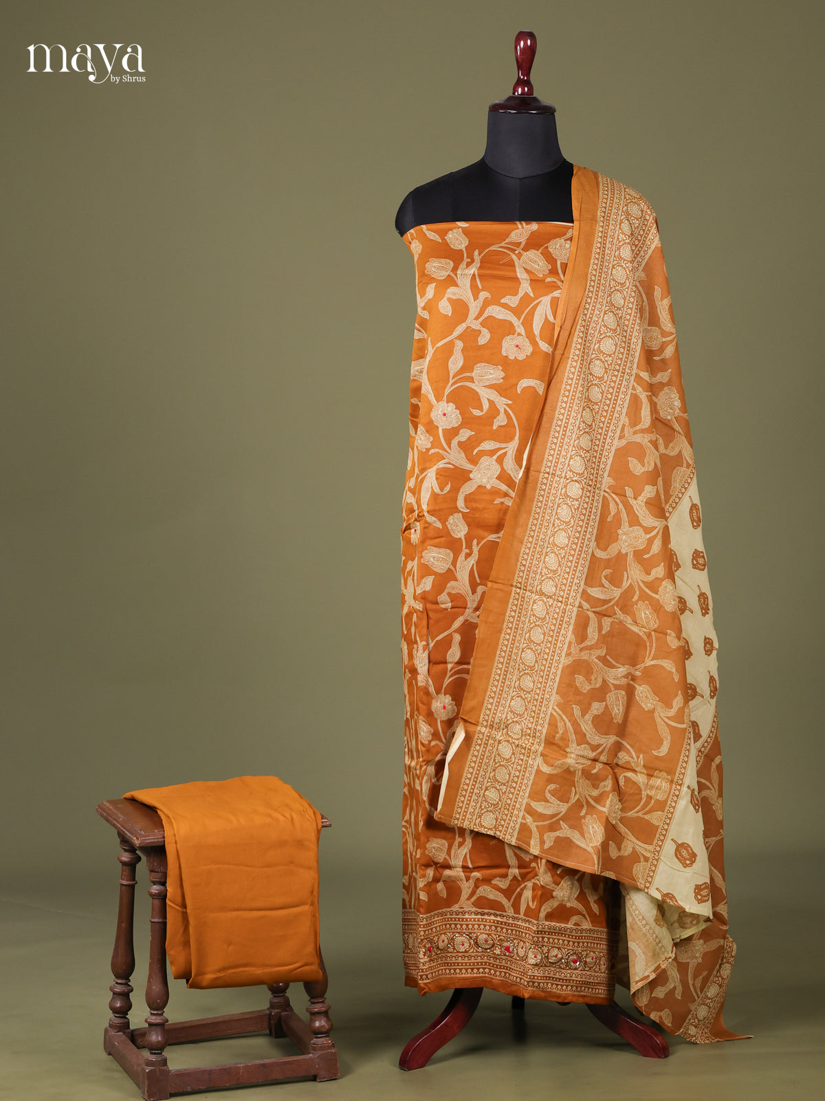 Orange- Cotton salwar Unstitched